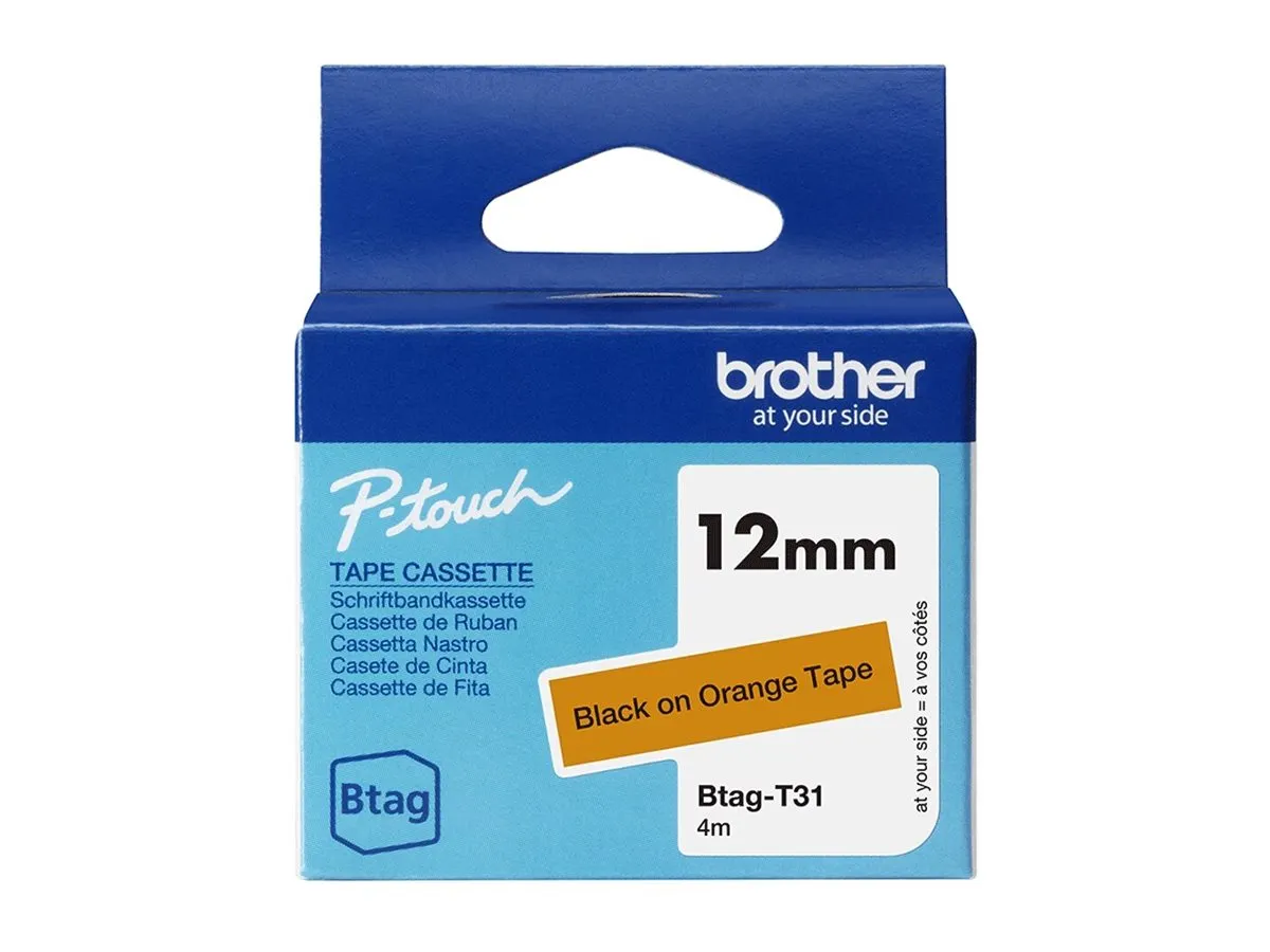 Schriftband Brother 12mmx4m schwarz/orange BTAG-T31