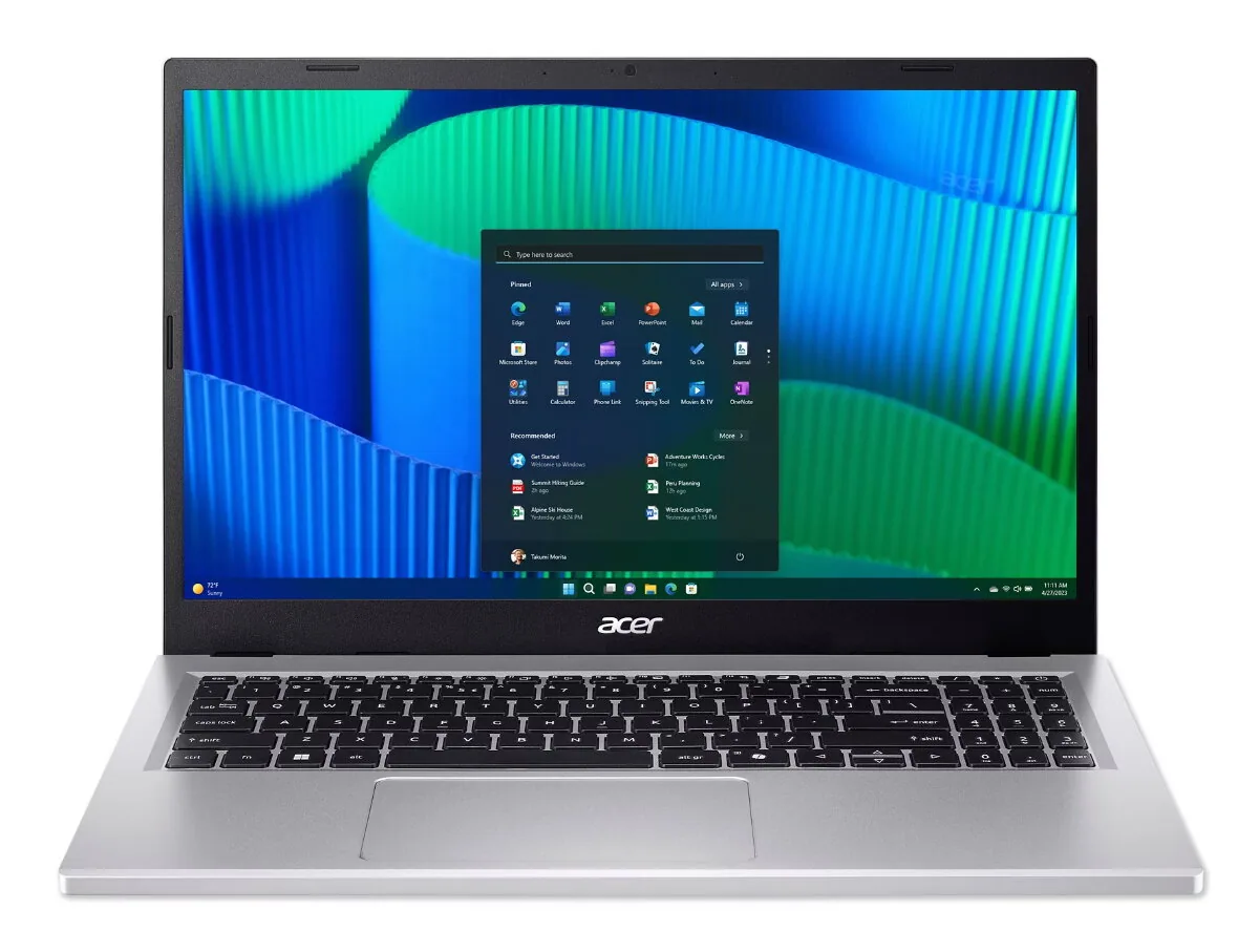 Acer Extensa 15 EX215-57-TCO-3290 Intel® Core™ i3 i3-1315U Laptop 39,6 cm (15.6") Full HD 8 GB DDR5-SDRAM 256 GB SSD Wi-Fi 6 (802.11ax) Windows 11 Pro Education Silber – Bild 1