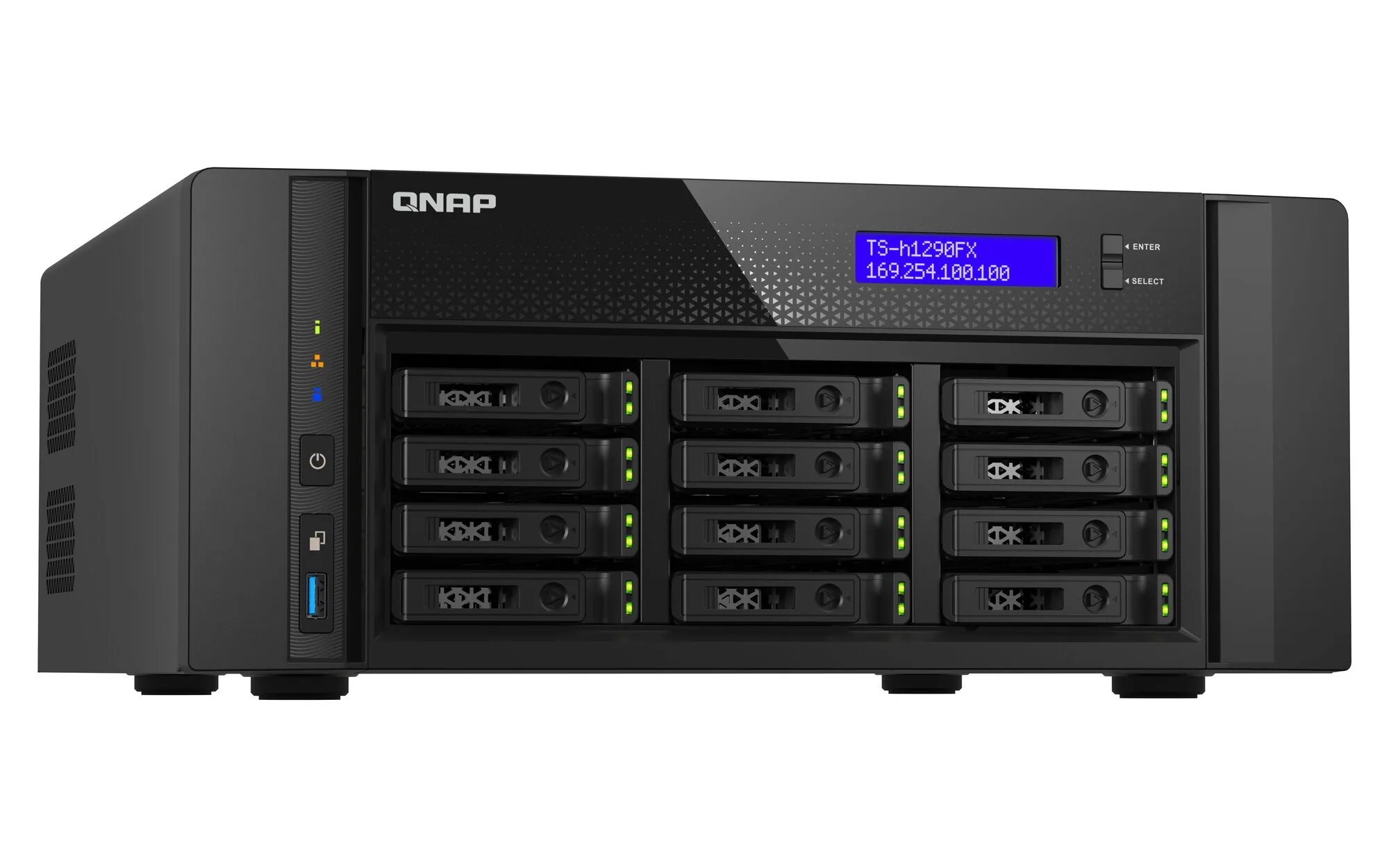 QNAP TS-h1290FX NAS Tower EPYC 7232P 64 GB DDR4 0 TB QuTS hero Schwarz – Bild 2