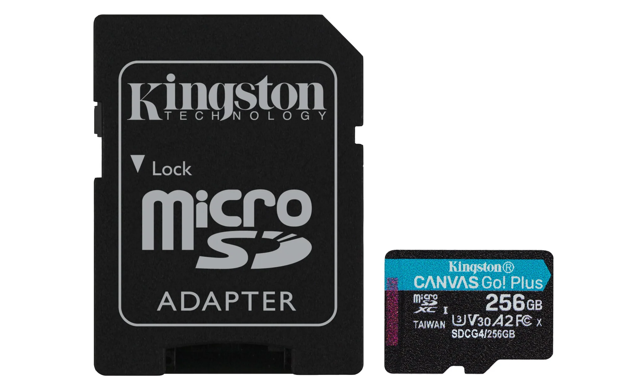 Kingston Technology 256GB microSDXC Canvas Go Plus Gen4 200 MB/s A2 U3 V30-Karte + Adapter – Bild 1