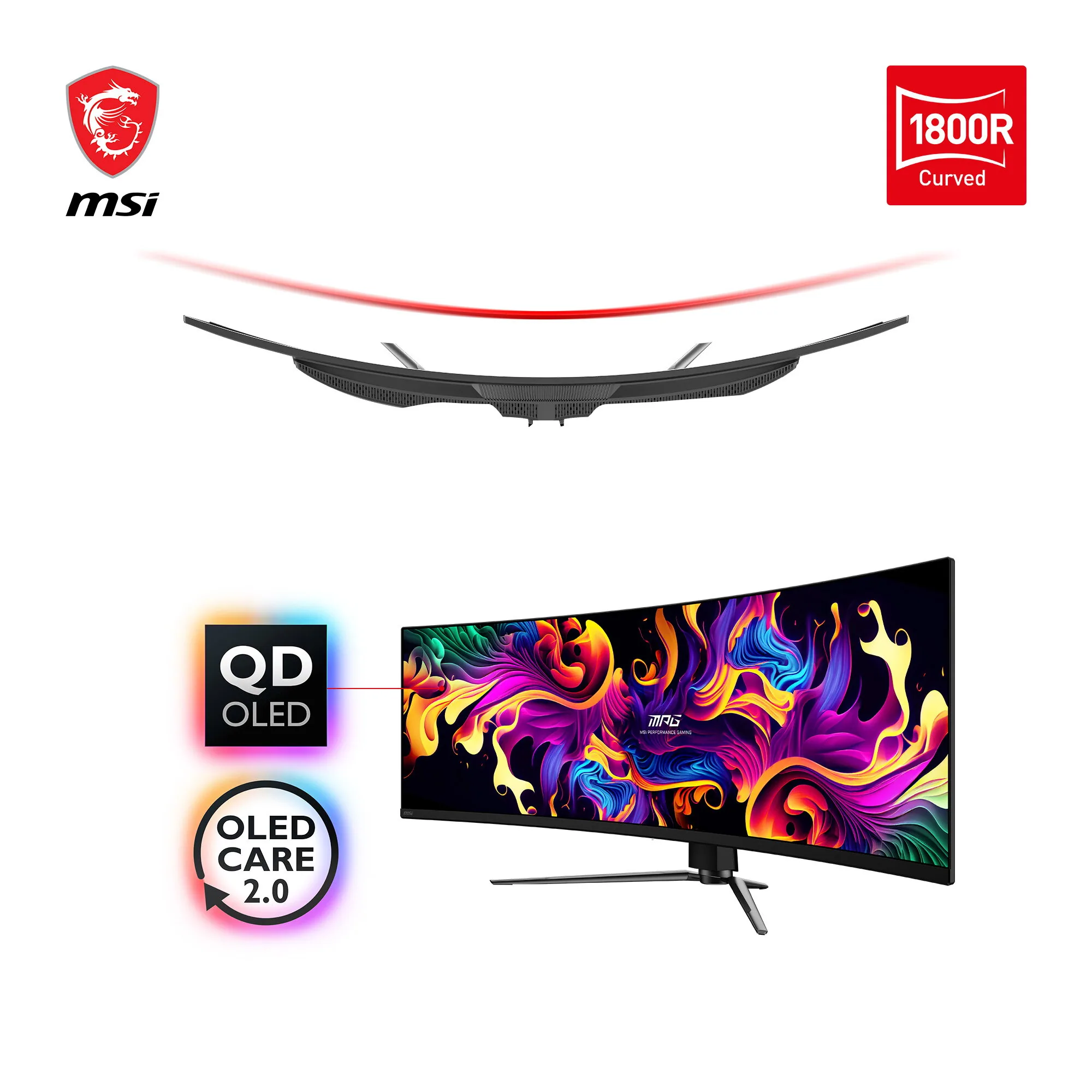 MSI MPG 491CQPDE QD-OLED Computerbildschirm 124,5 cm (49") 5120 x 1440 Pixel Dual QHD Schwarz – Bild 2