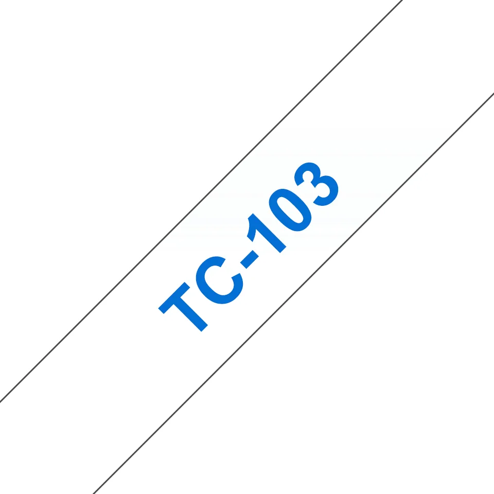 Brother TC-103 Etiketten erstellendes Band Blau auf transparent – Bild 1