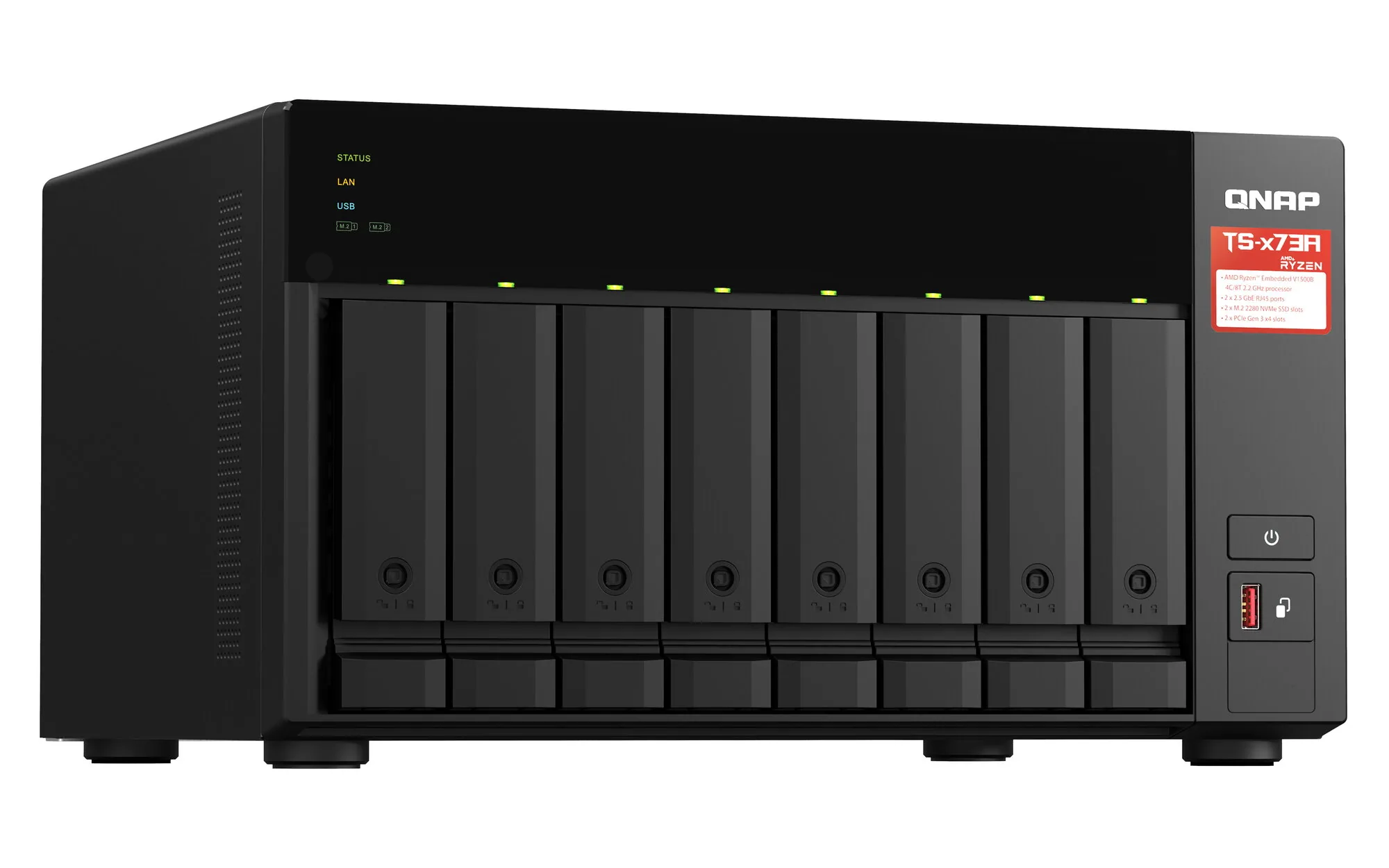 QNAP TS-873A NAS Tower Ryzen Embedded V1500B 8 GB DDR4 0 TB QuTS hero Schwarz – Bild 4