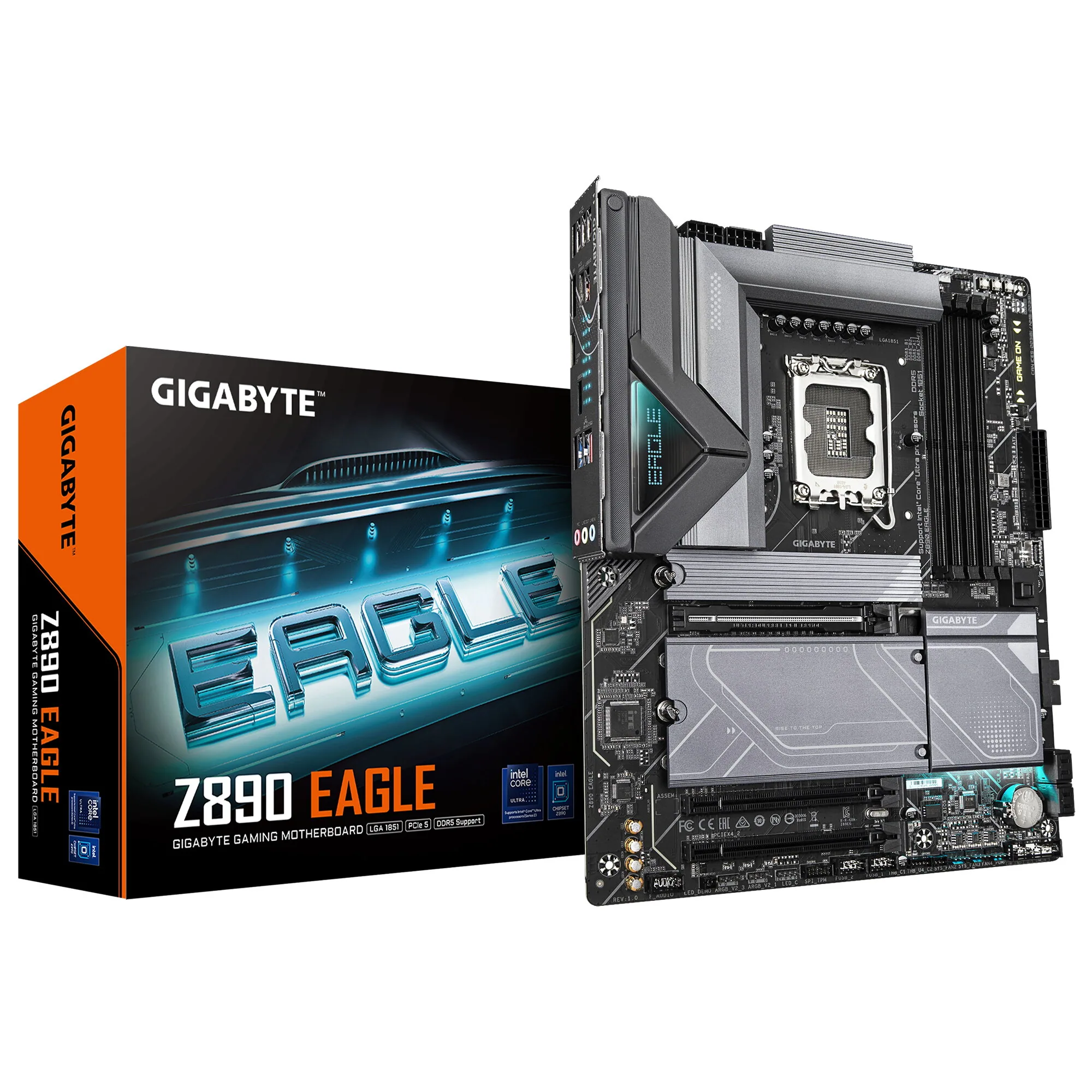 GIGABYTE Z890 EAGLE Motherboard - Unterstützt Intel Core Ultra (Serie 2) CPUs, 14+1+2 Phasen VRM, bis zu 8800MHz DDR5 (OC), 1x PCIe 5.0 M.2 + 3x PCIe 4.0 M.2, 2,5GbE LAN, USB4 – Bild 1