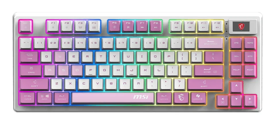 MSI FORGE GK600 TKL WIRELESS VIOLET Tastatur Gaming USB + Bluetooth QWERTY Spanisch Pink, Violett, Weiß – Bild 1