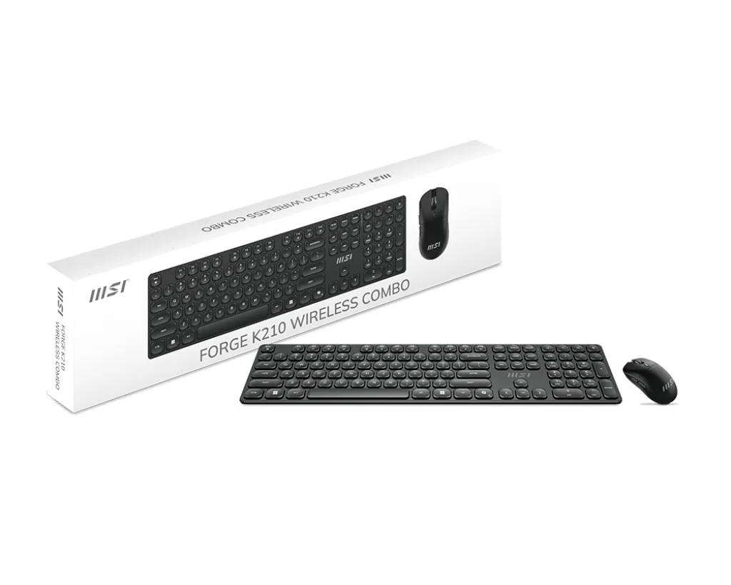 MSI FORGE K210 WIRELESS COMBO Tastatur Maus enthalten Heimbüro USB Schwarz – Bild 4
