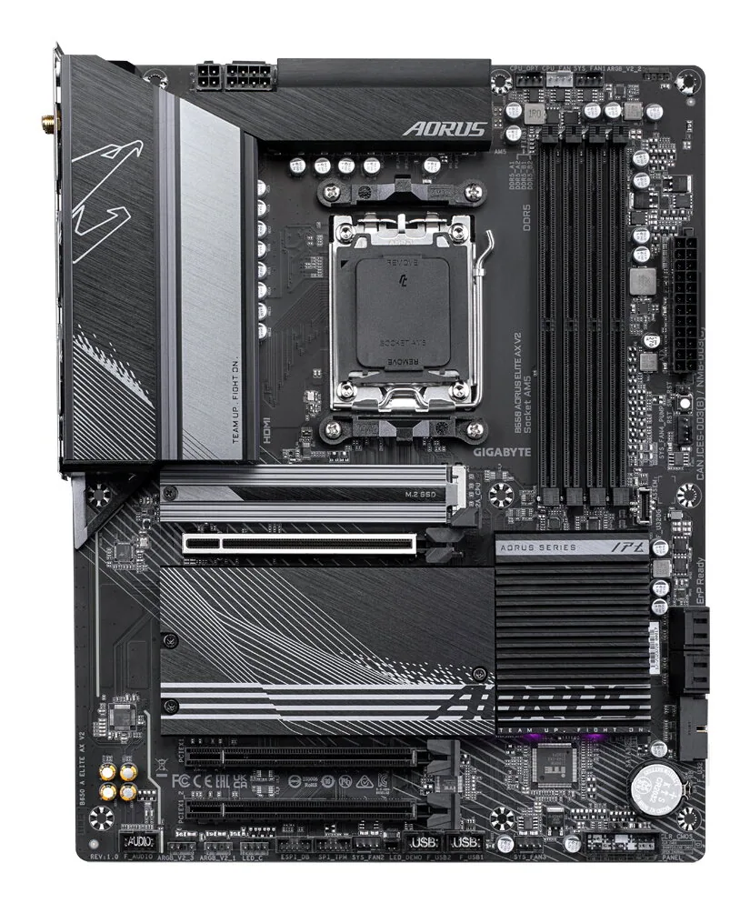 GIGABYTE B650 AORUS ELITE AX V2 Mainboard - AMD Ryzen 9000er-Serie, 12+2+2 Phasen VRM, bis zu 8000 MHz DDR5 (OC), 1xPCIe 5.0 + 2xPCIe 4.0 M.2, 2,5 GbE LAN, WIFI 6E, USB 3.2 Gen 2 – Bild 3