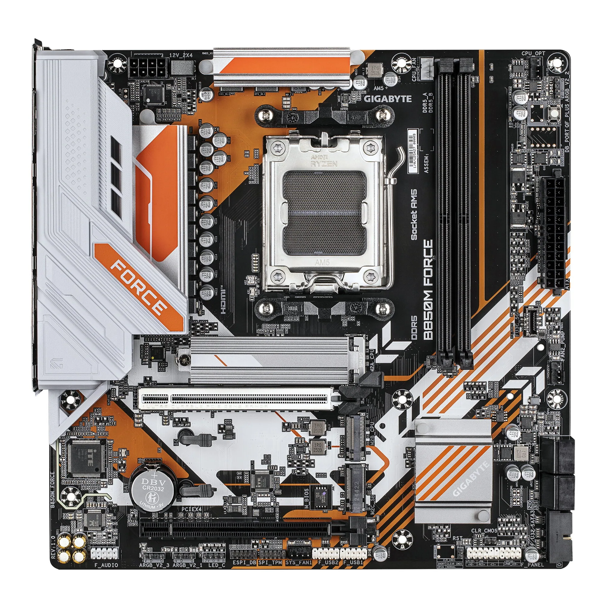 GIGABYTE B850M FORCE Mainboard – Unterstützt AMD Ryzen 9000 Serie Prozessoren, 8+2+2 Phasen Digital-VRM, bis zu 9600 MHz DDR5 (OC), 1 x PCIe 5.0 M.2 + 2 x PCIe 4.0 M.2, 2.5 GbE LAN, USB 3.2 Gen 2 – Bild 2