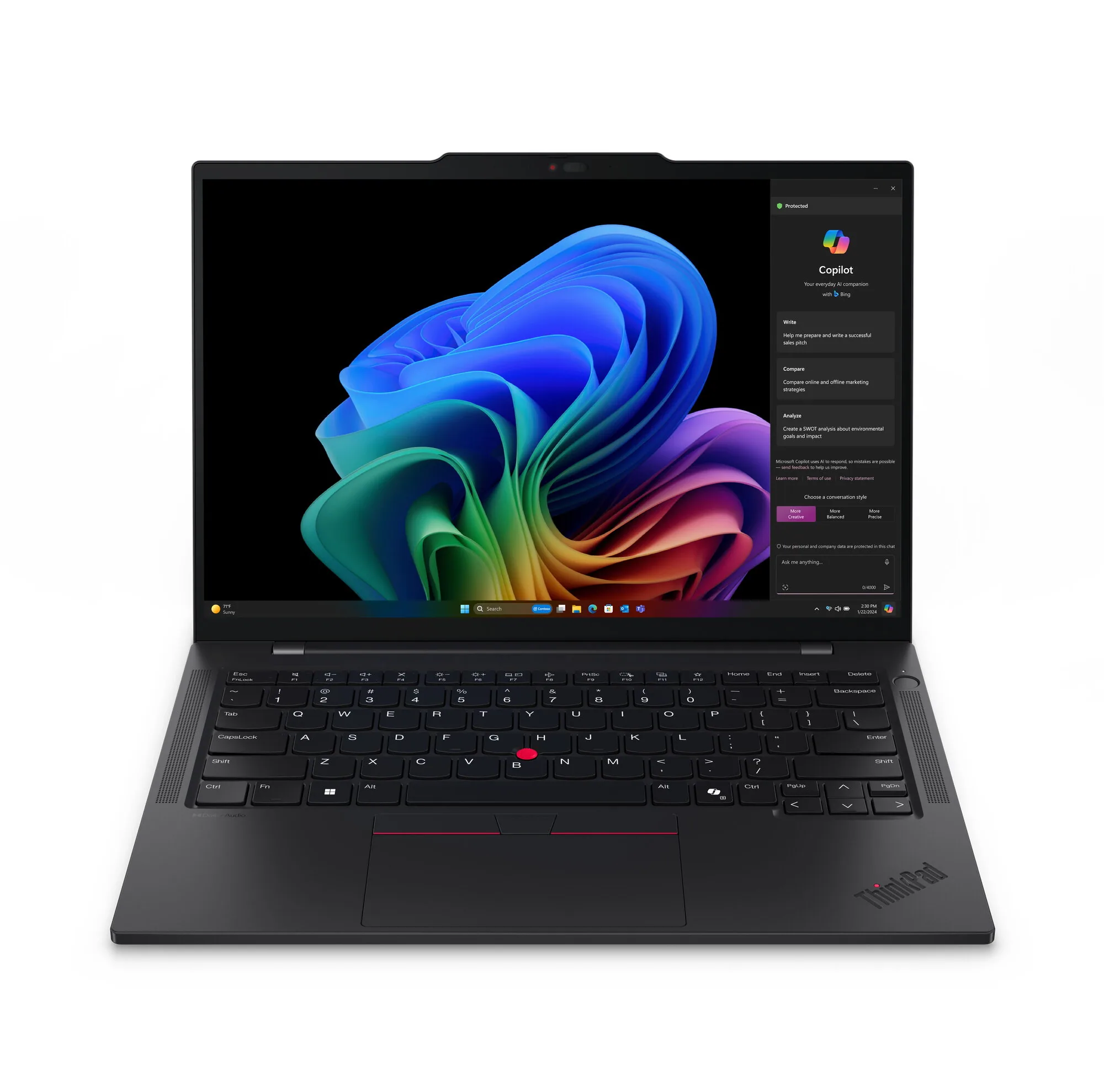 Lenovo ThinkPad T14s Gen 6 (Snapdragon) Copilot+ PC X1E-78-100 Laptop 35,6 cm (14") WUXGA 32 GB LPDDR5x-SDRAM 1 TB SSD Wi-Fi 7 (802.11be) Windows 11 Pro Schwarz Deutsch – Bild 1