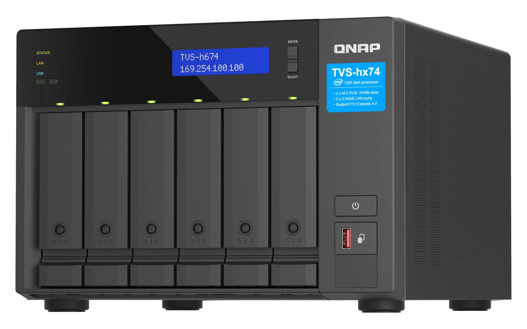 QNAP TVS-h674 NAS Tower Intel® Core™ i3 i3-12100 16 GB DDR4 0 TB QuTS hero Schwarz – Bild 6
