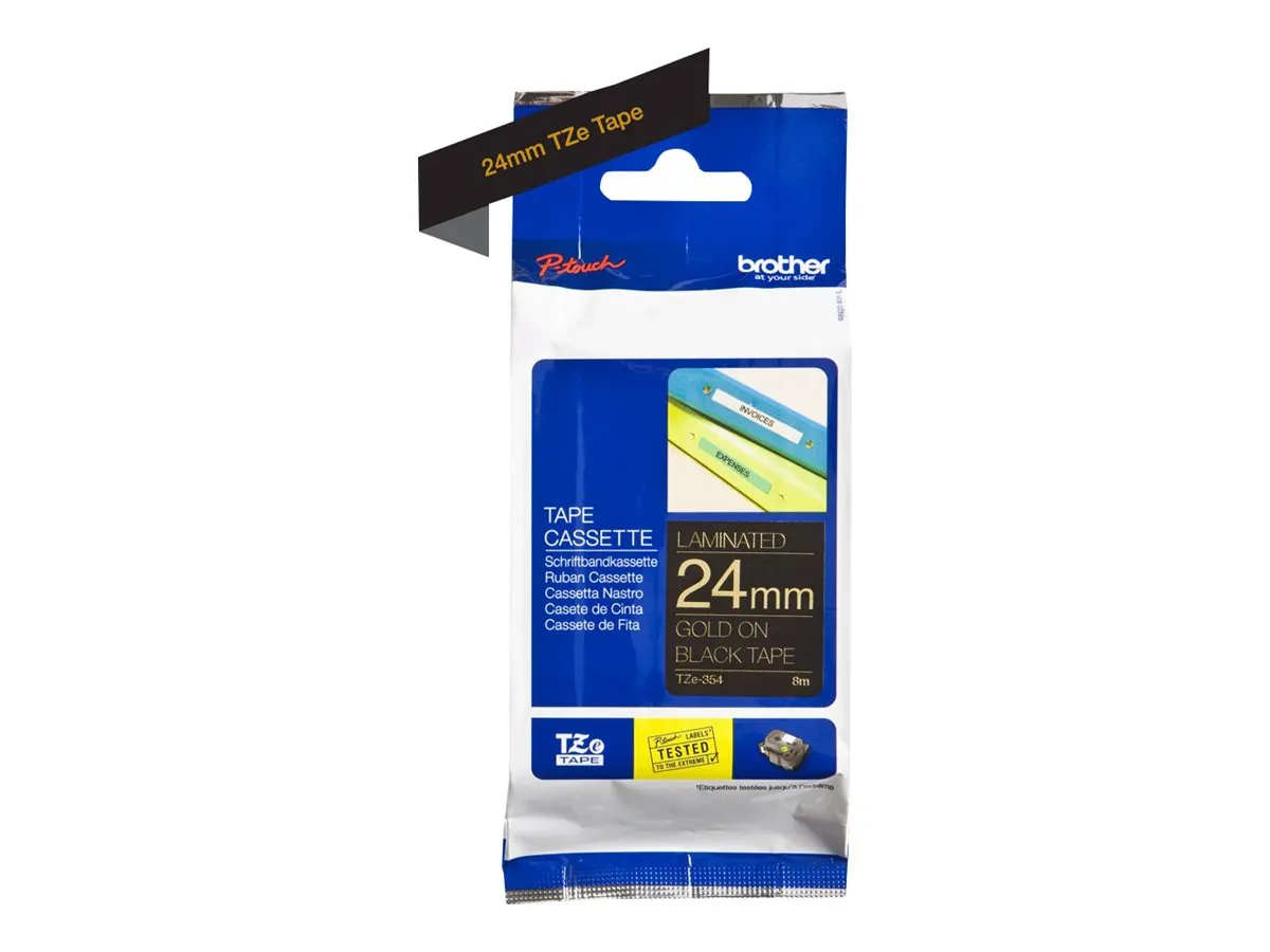 Brother TZE-R354 Etiketten erstellendes Band Gold auf Schwarz