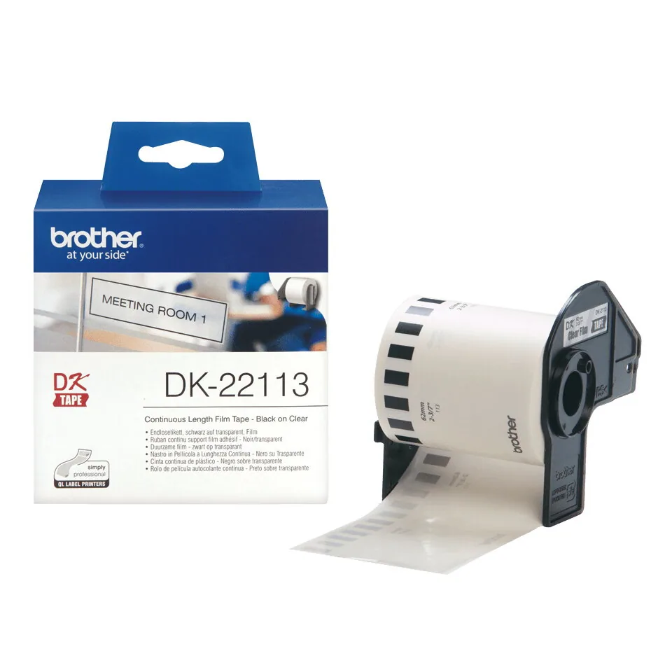 Brother DK-22113 Etiketten erstellendes Band Schwarz auf transparent – Bild 1