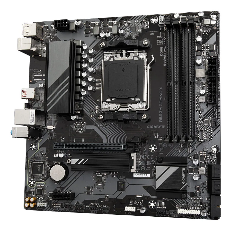 GIGABYTE A620M GAMING X Motherboard - Unterstützt AMD Ryzen 8000 CPUs, 8+2+1 Phasen Digital VRM, bis zu 8000MHz DDR5 (OC), 1xPCIe 4.0 M.2, GbE LAN, USB 3.2 Gen 2 – Bild 4
