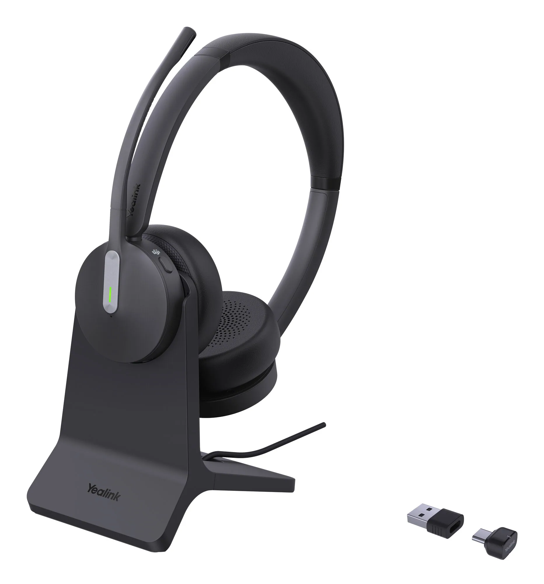 Yealink BH70 Dual with Stand USB-C/A Headset Kopfhörer Kabellos Kopfband Büro/Callcenter USB Typ-A Bluetooth Ladestation Schwarz – Bild 1