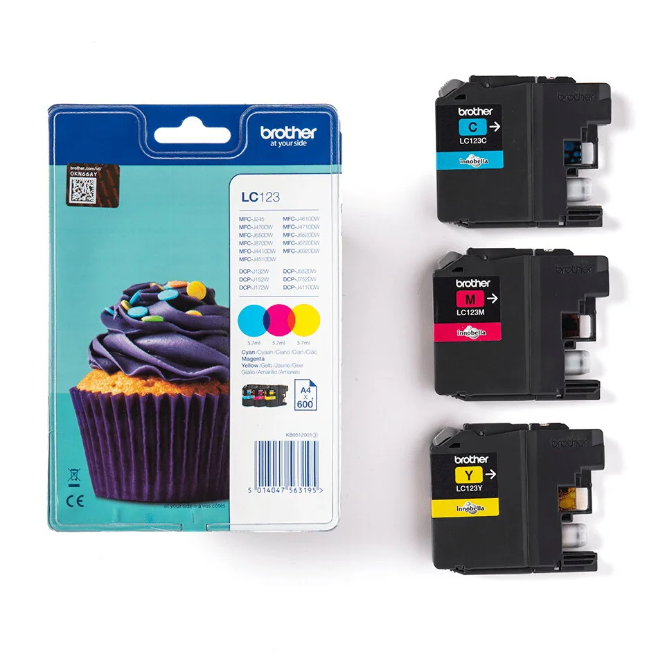 Brother LC123RBWBP Druckerpatrone 3 Stück(e) Original Cyan, Magenta, Gelb – Bild 1