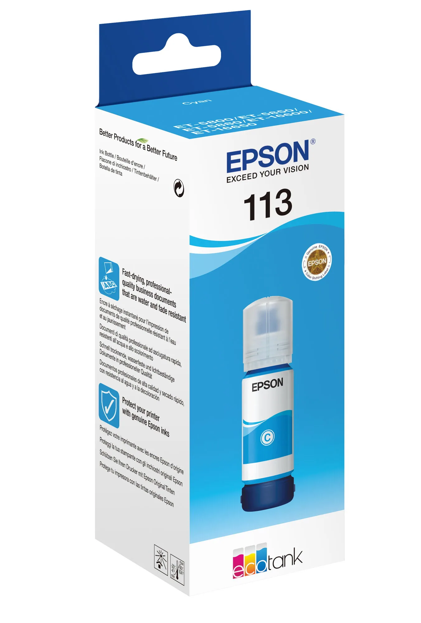 Epson 113 EcoTank Pigment Cyan ink bottle – Bild 7