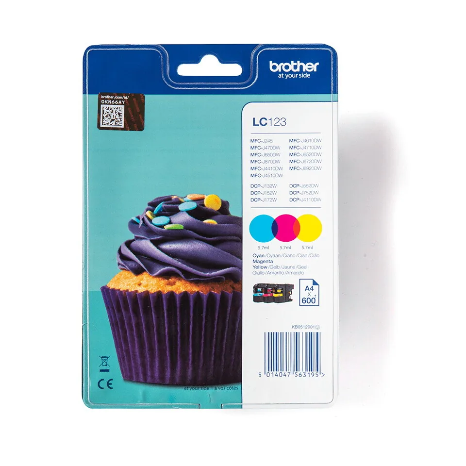Brother LC123RBWBP Druckerpatrone 3 Stück(e) Original Cyan, Magenta, Gelb – Bild 2