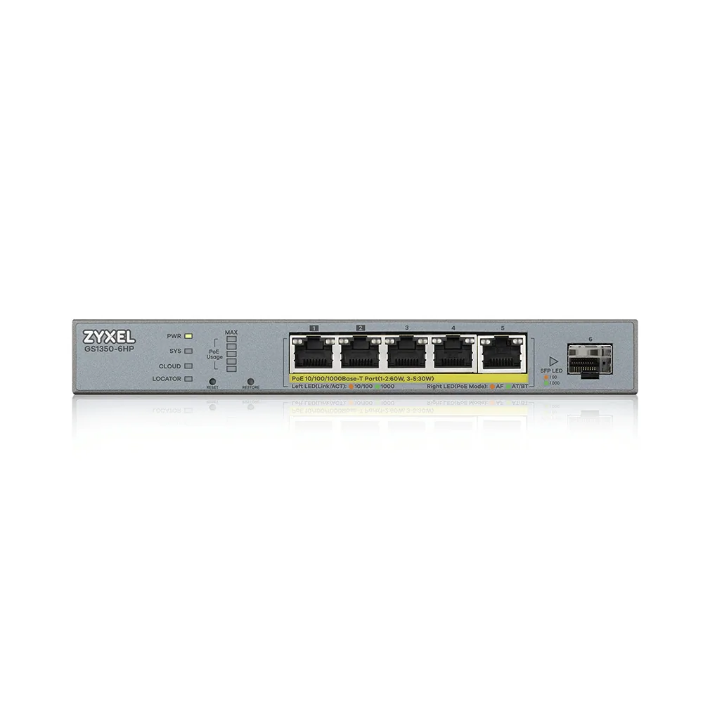 Zyxel GS1350-6HP-EU0101F Netzwerk-Switch Managed L2 Gigabit Ethernet (10/100/1000) Power over Ethernet (PoE) Grau – Bild 2