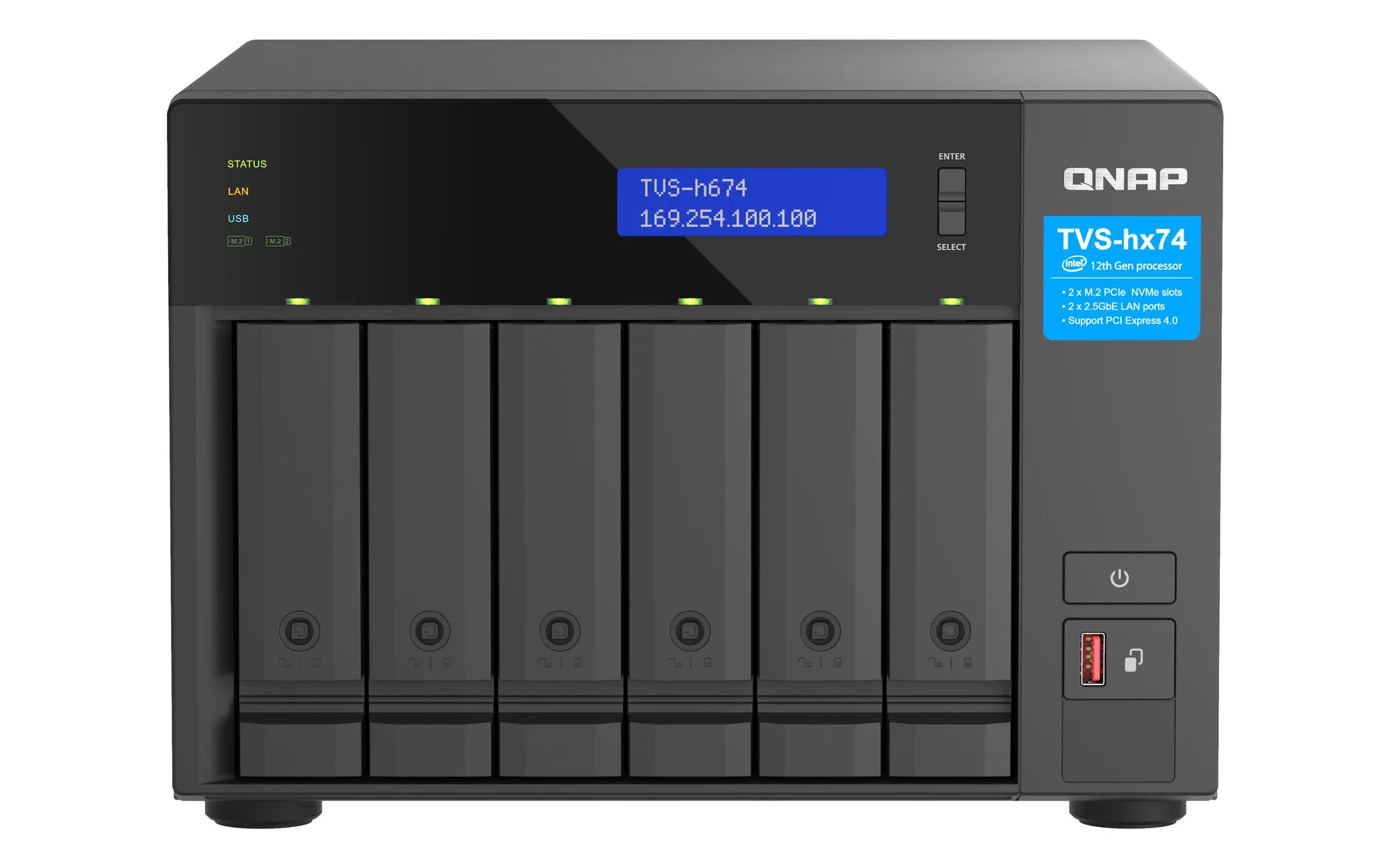 QNAP TVS-H674 NAS Tower Intel® Core™ i5 i5-12400 32 GB DDR4 0 TB QuTS hero Schwarz – Bild 1