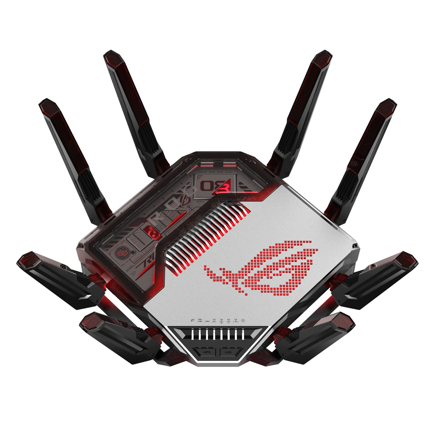 ASUS ROG Rapture GT-BN98 WLAN-Router 10 Gigabit Ethernet Quad-band (2.4 GHz / 5 GHz-1 / 5 GHz-2 / 6 GHz) Schwarz, Weiß – Bild 2