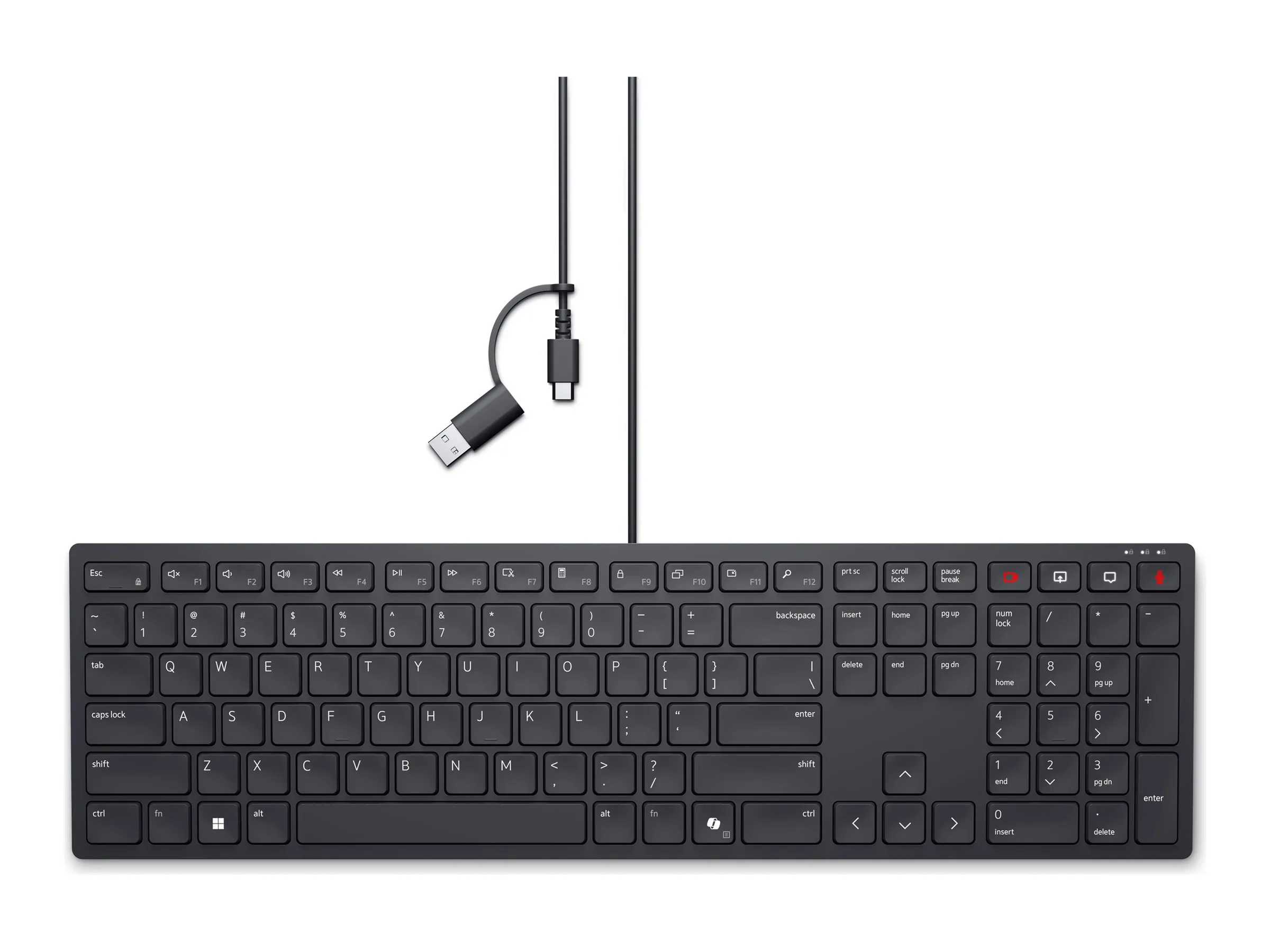 Dell Tastatur lautlos/beleuchtet USB-A/USB-C QWERTZ Schwarz