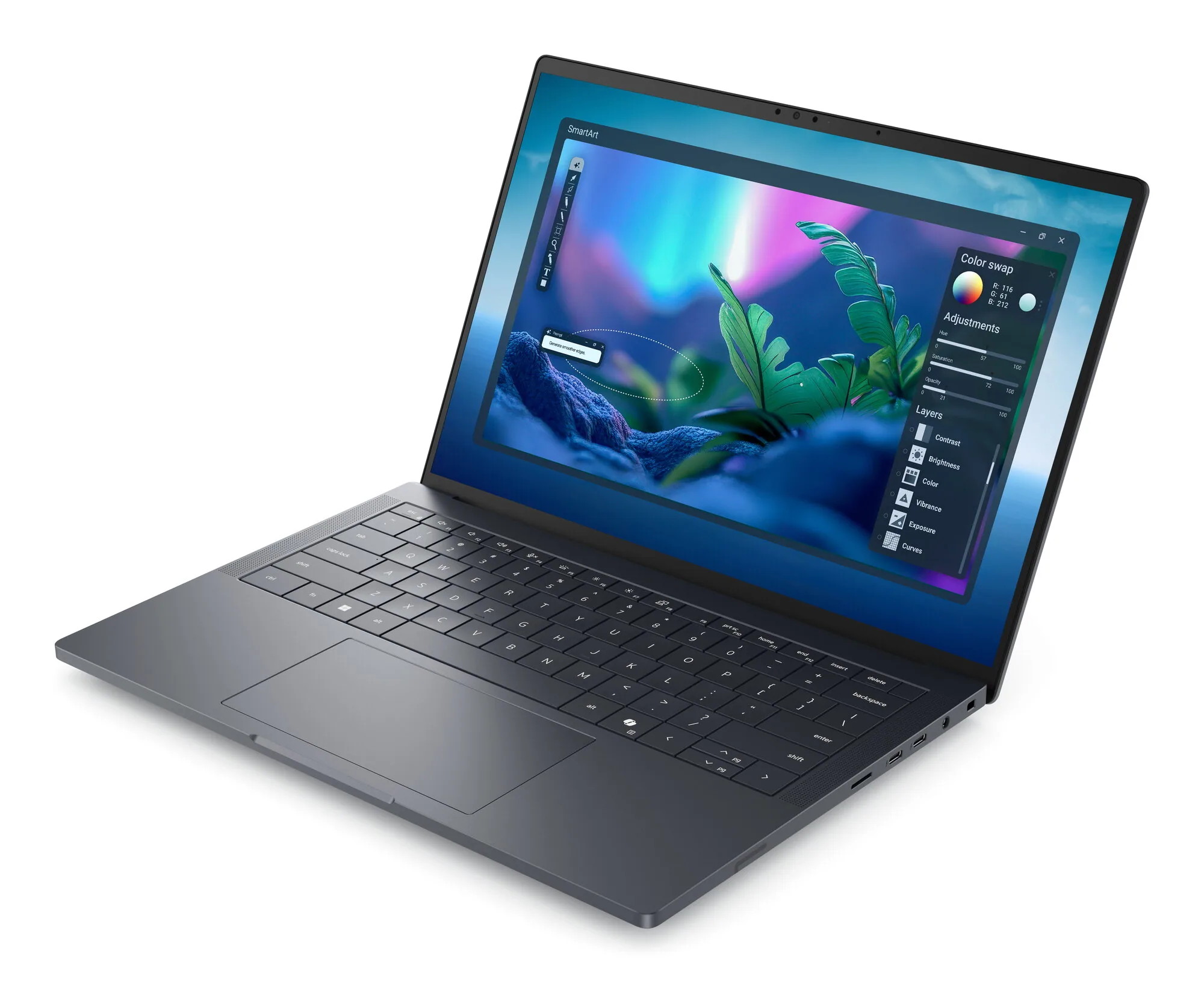 DELL Pro Max 14 Premium MA14250 Intel Core Ultra 7 265H Laptop 35,6 cm (14") Full HD+ 32 GB LPDDR5x-SDRAM 1 TB SSD NVIDIA RTX PRO 1000 Blackwell Wi-Fi 7 (802.11be) Windows 11 Pro Schwarz Deutsch – Bild 3