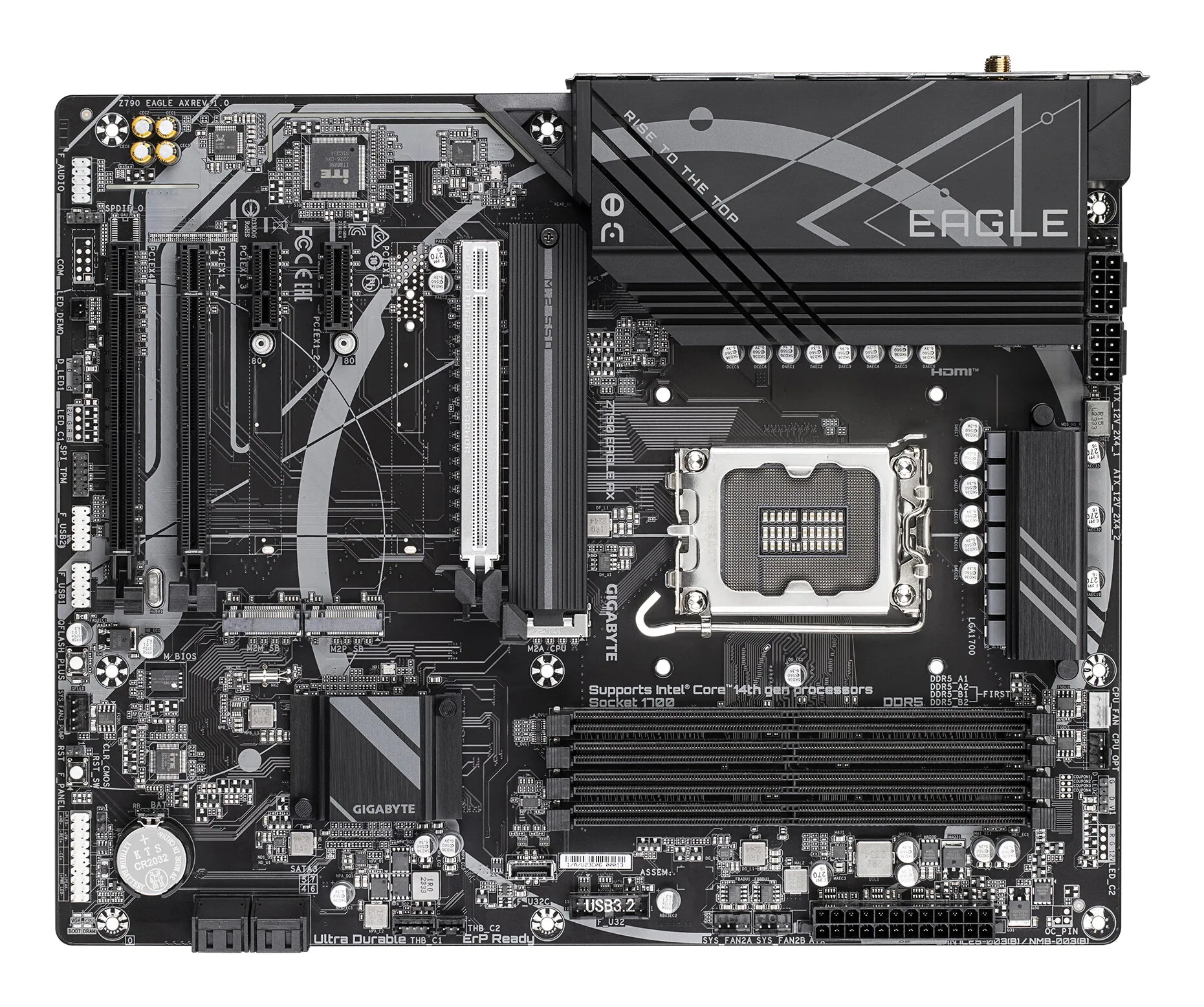GIGABYTE Z790 EAGLE AX Motherboard - Unterstützt Intel Core 14. Generation CPUs, 12+1+1 Phasen Digital VRM, bis zu 7600MHz DDR5 (OC), 3xPCIe 4.0 M.2, Wi-Fi 6E, 2.5GbE LAN, USB 3.2 Gen 2 – Bild 4