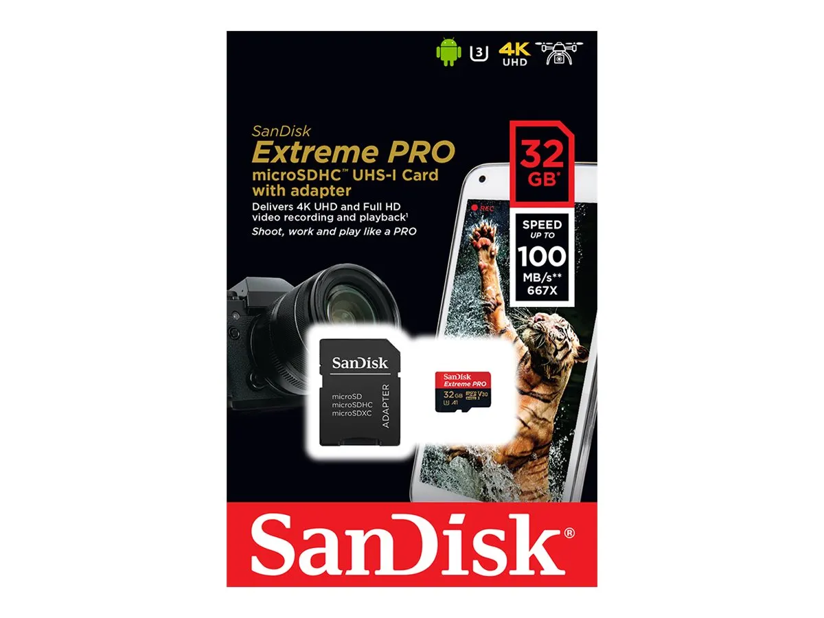 SD MicroSD Card 32 GB SanDisk Extreme Pro SDHC inkl. Adapter