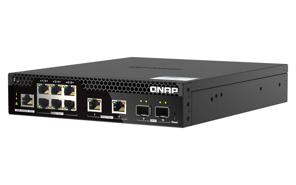 QNAP QSW-M2106PR-2S2T Netzwerk-Switch Managed L2 10G Ethernet (100/1000/10000) Power over Ethernet (PoE) 1U Schwarz – Bild 1