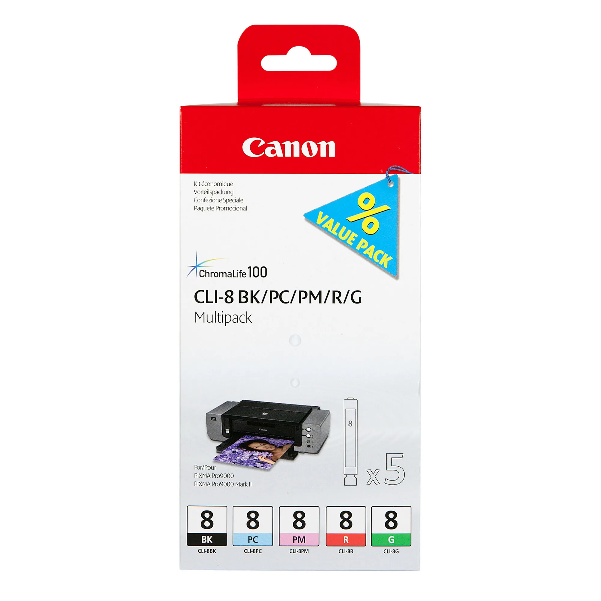 Canon CLI-8 BK/PC/PM/R/G Multipack mit 5 Tinten – Bild 1