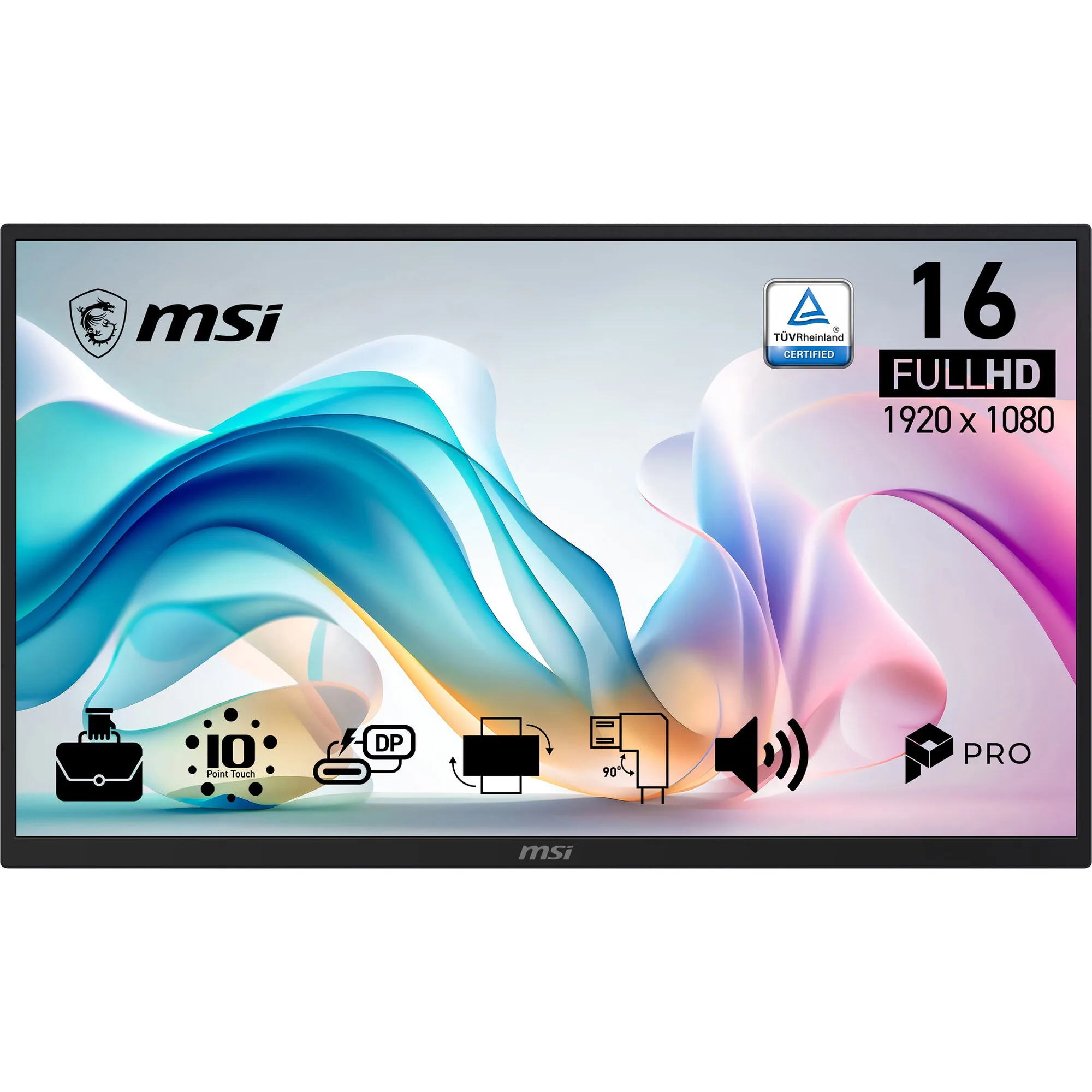 MSI PRO MP161E6T Computerbildschirm 39,6 cm (15.6") 1920 x 1080 Pixel VGA OLED Touchscreen Schwarz – Bild 1