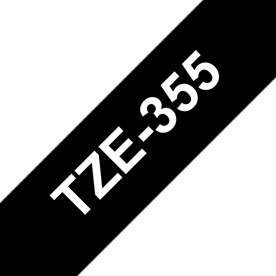 Brother TZE-355 Etiketten erstellendes Band Weiss auf Schwarz – Bild 1