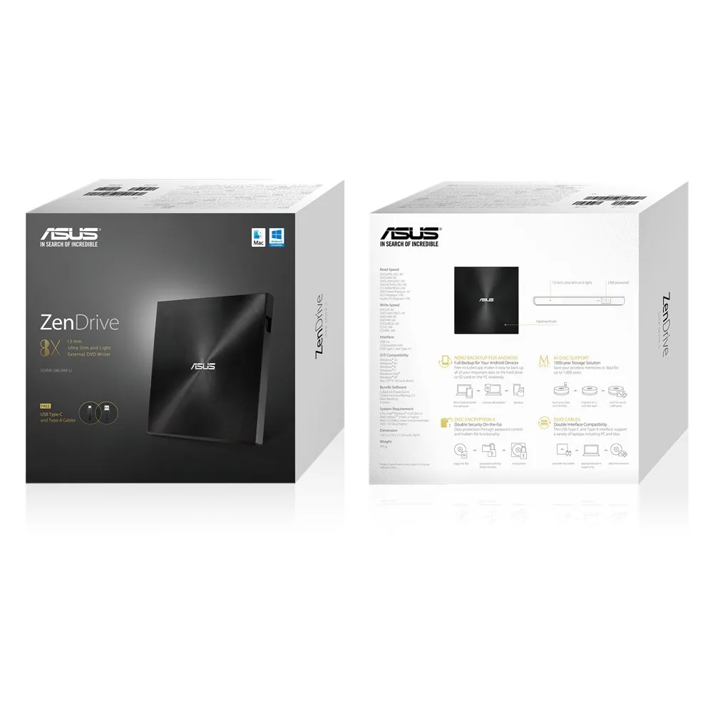 ASUS ZenDrive U9M Optisches Laufwerk DVD±RW Schwarz – Bild 6