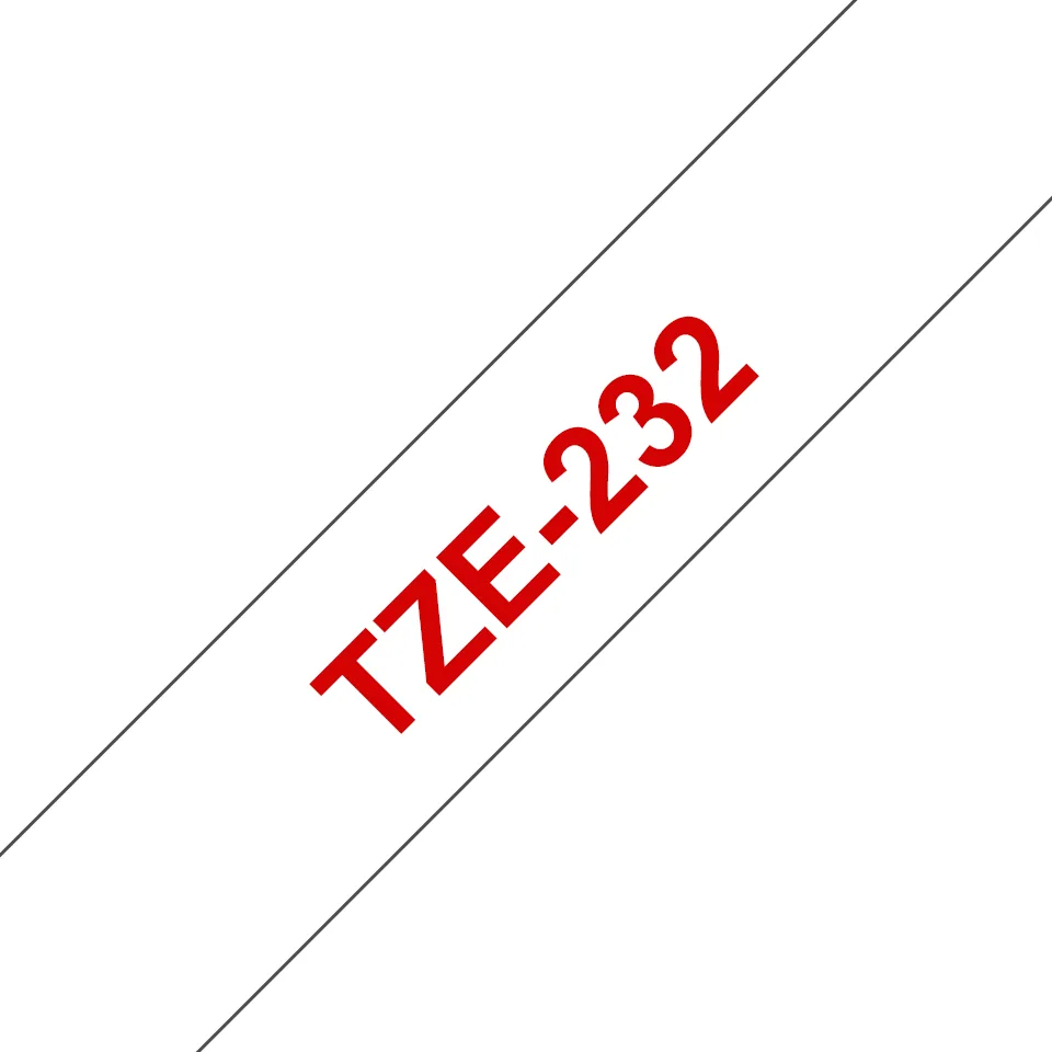 Brother TZE-232 Etiketten erstellendes Band Rot aud Weiss – Bild 1