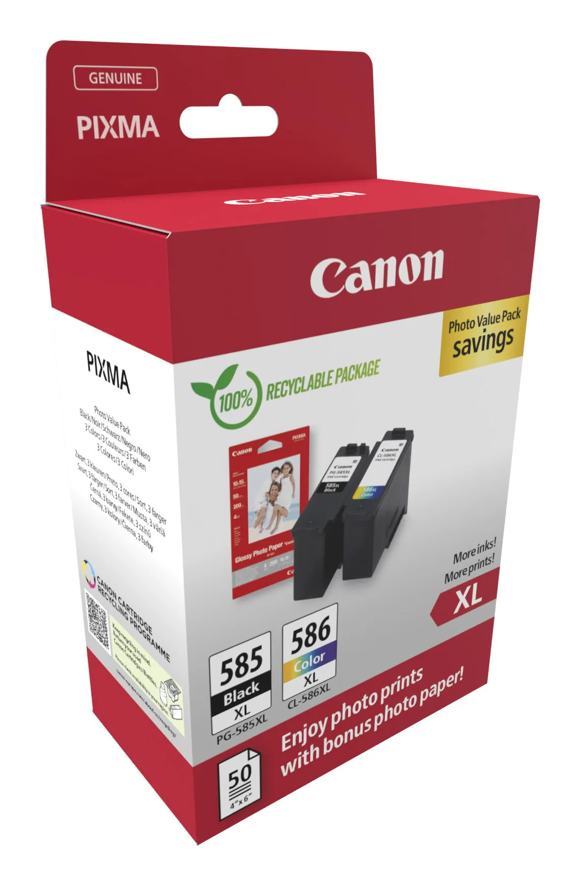 Canon PG-585XL/CL-586 PVP Druckerpatrone 2 Stück(e) Original Hohe (XL-) Ausbeute Schwarz, Cyan, Magenta, Gelb – Bild 1