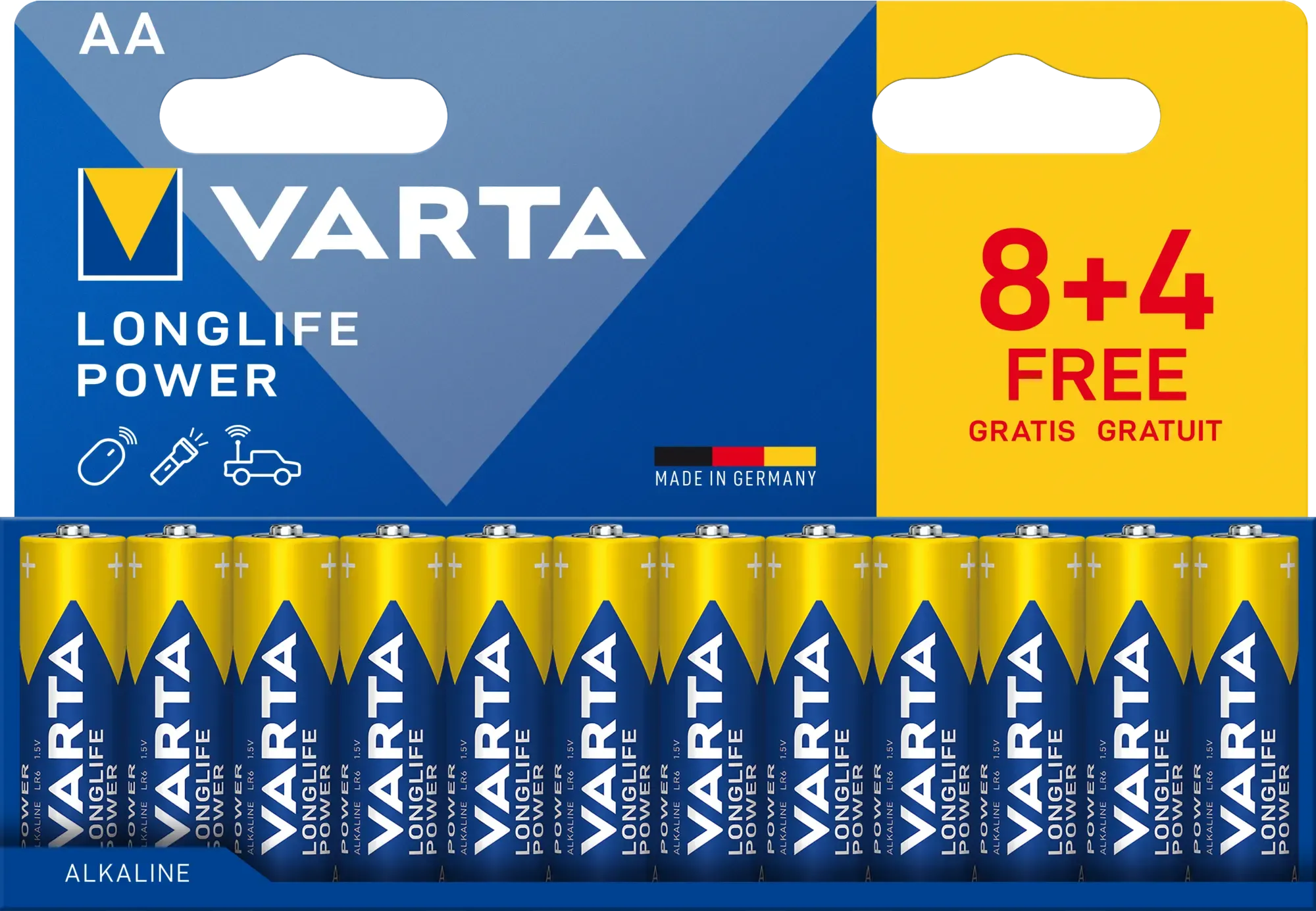 Varta Batterie LONGLIFE Power AA NEU 12 Stück (8+4)
