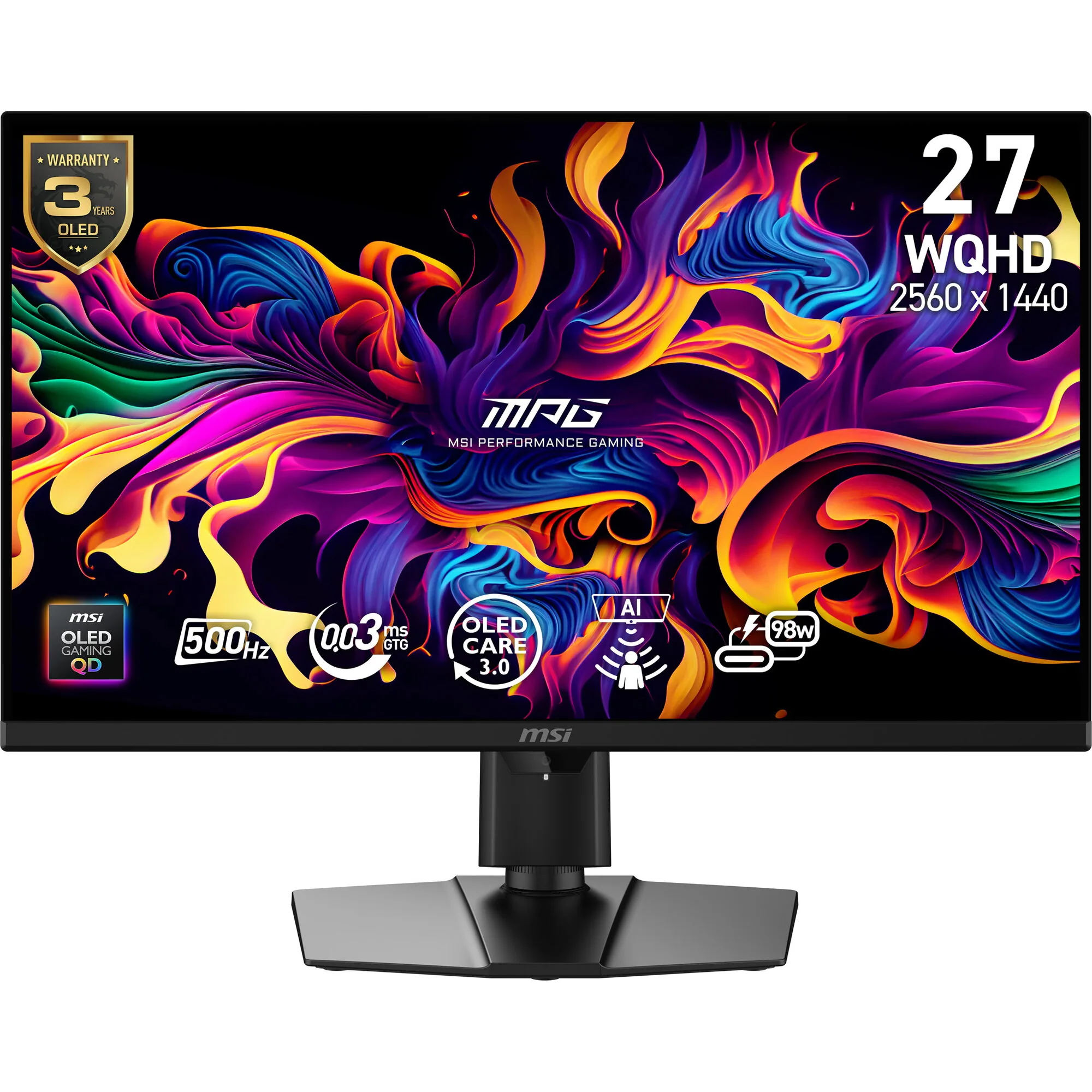 MSI MPG 271QRDE QD-OLED X50 Computerbildschirm 67,3 cm (26.5") 2560 x 1440 Pixel Wide Quad HD Schwarz – Bild 1