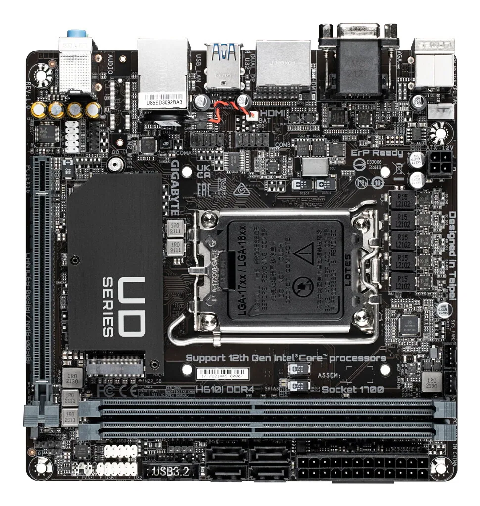 GIGABYTE H610I DDR4 Mainboard - Unterstützt Intel Core Prozessoren 14th CPUs, 4+1+1 Hybrid Digital VRM, up to 3200MHz DDR4, 1xPCIe 3.0 M.2, GbE LAN, USB 3.2 Gen 1 – Bild 3