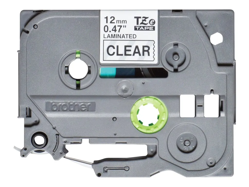 Schriftband Brother 12mmx4m farblos/schwarz TZe-131S