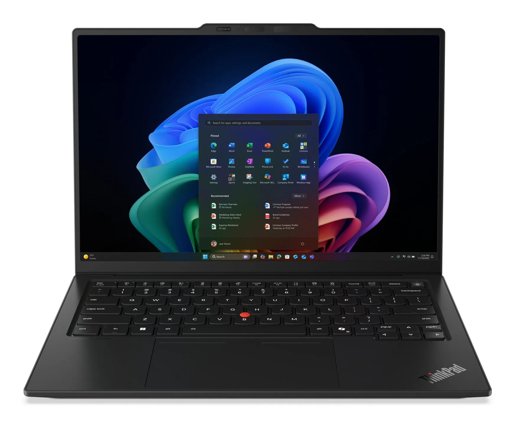 Lenovo ThinkPad X1 Carbon Gen 14 Aura Edition Copilot+ PC Intel Core Ultra 5 325 Laptop 35,6 cm (14") Touchscreen WUXGA 32 GB LPDDR5x-SDRAM 512 GB SSD Wi-Fi 7 (802.11be) Windows 11 Pro Schwarz Deutsch – Bild 1