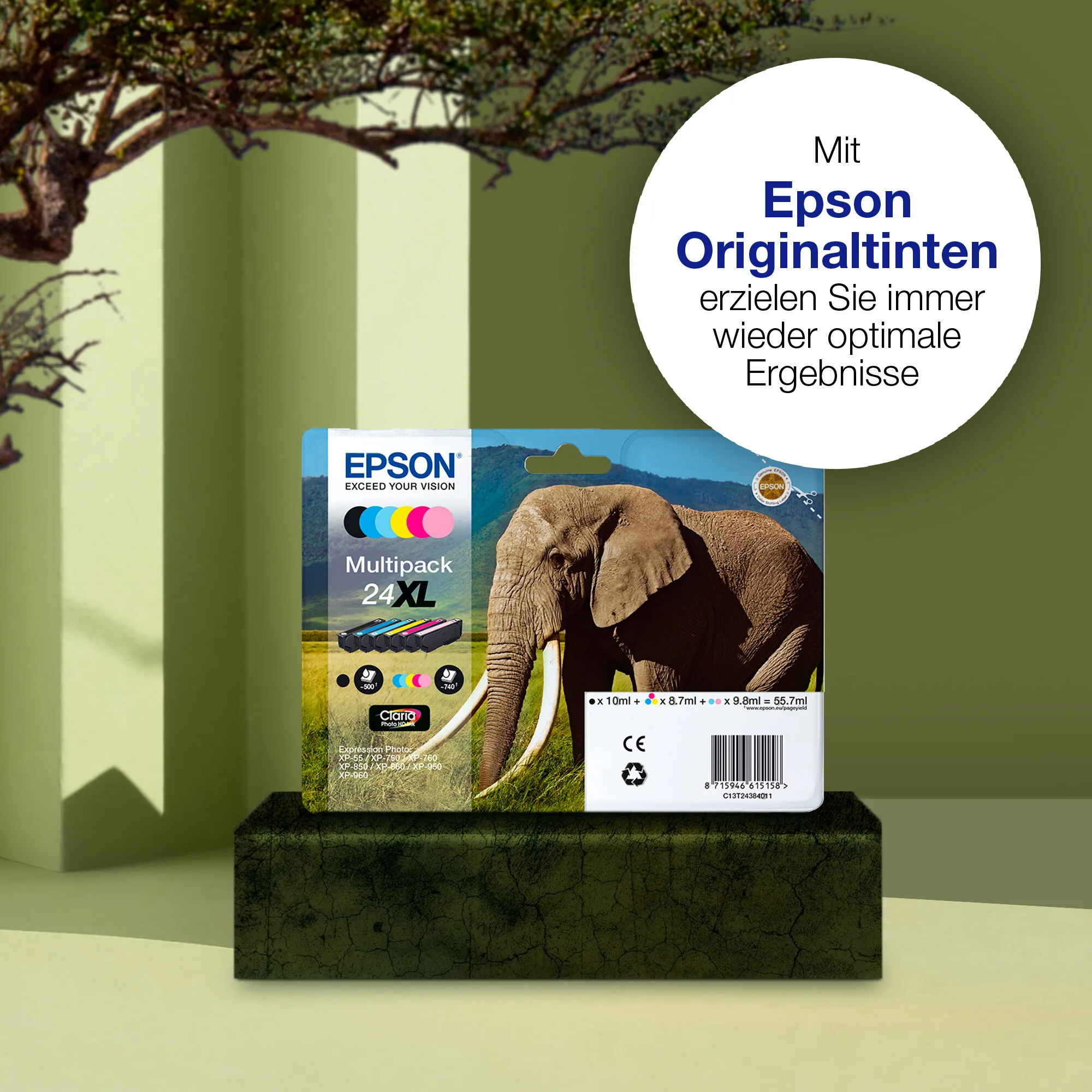 Epson Elephant 24XL Elefant Claria Photo HD Multipack 6 Farben Tinte – Bild 2