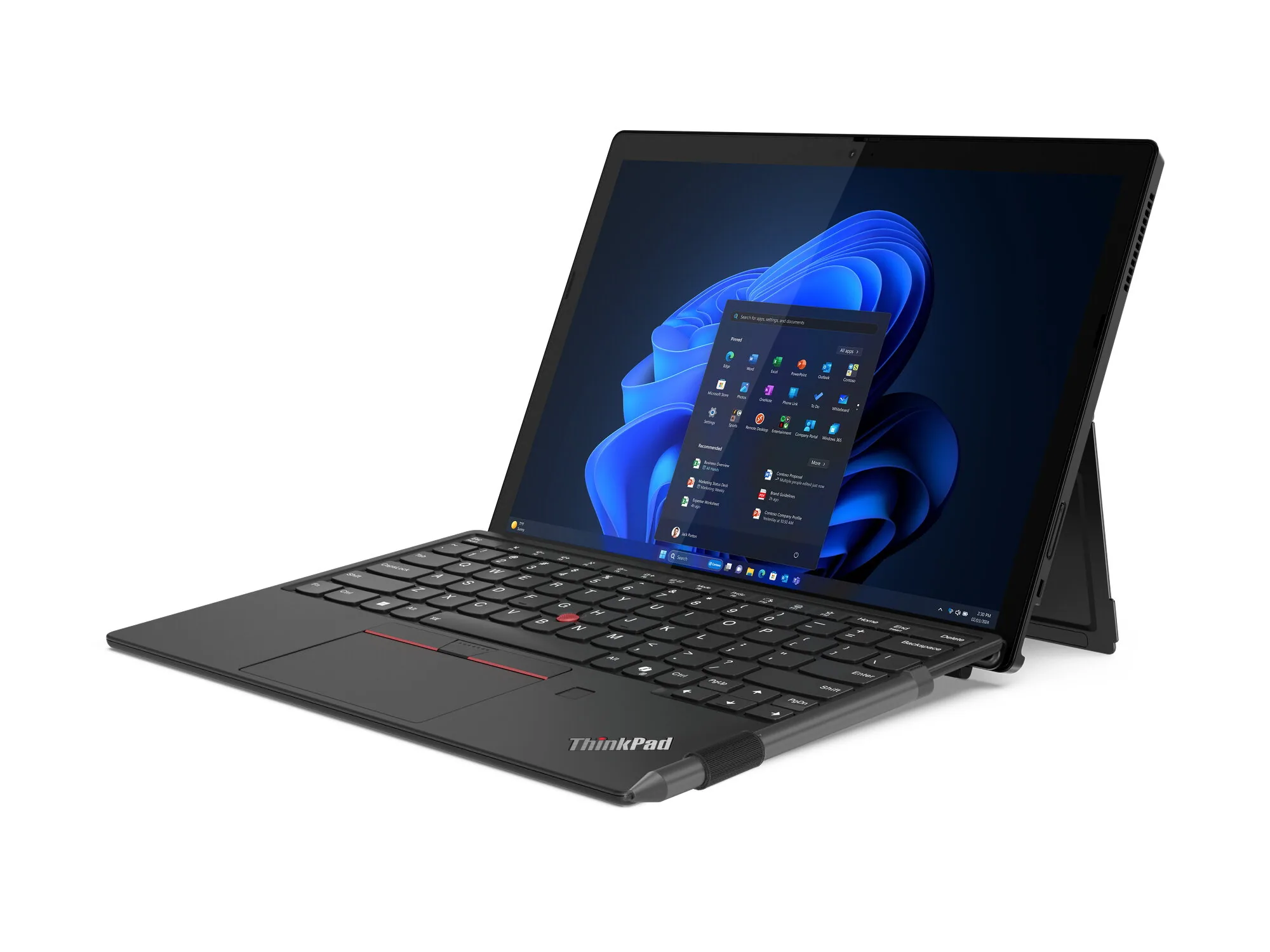 Lenovo ThinkPad X12 Detachable Gen 2 Intel Core Ultra 7 164U Hybrid (2-in-1) 31,2 cm (12.3") Touchscreen Full HD+ 32 GB LPDDR5x-SDRAM 1 TB SSD Wi-Fi 6E (802.11ax) Windows 11 Pro Schwarz Deutsch – Bild 3