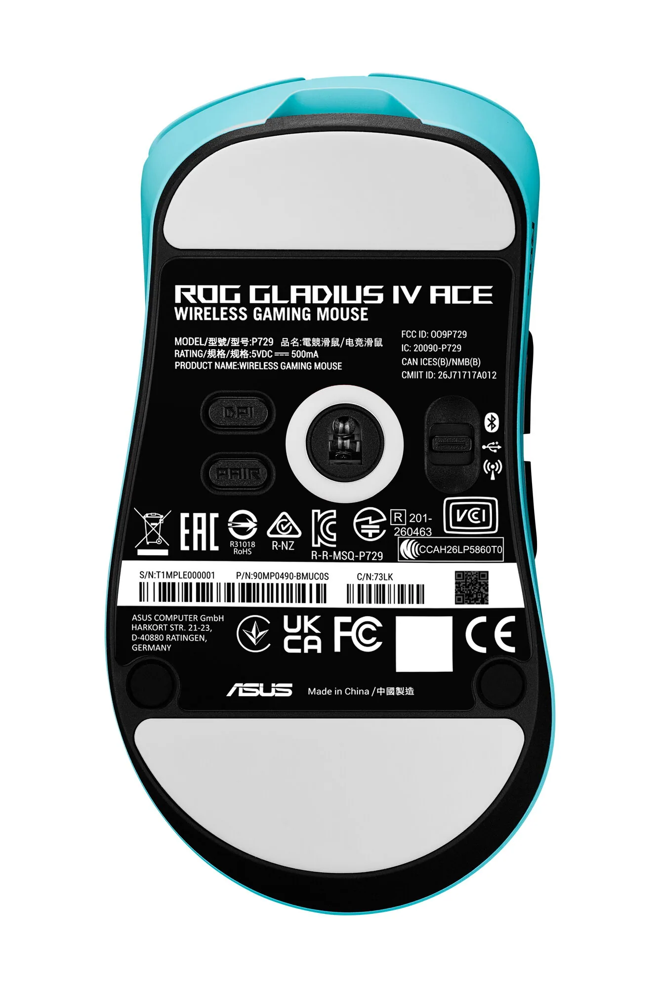 ASUS ROG Gladius IV Ace BLU Maus Gaming Rechts RF Wireless + Bluetooth + USB Type-A Optisch 65000 DPI – Bild 8
