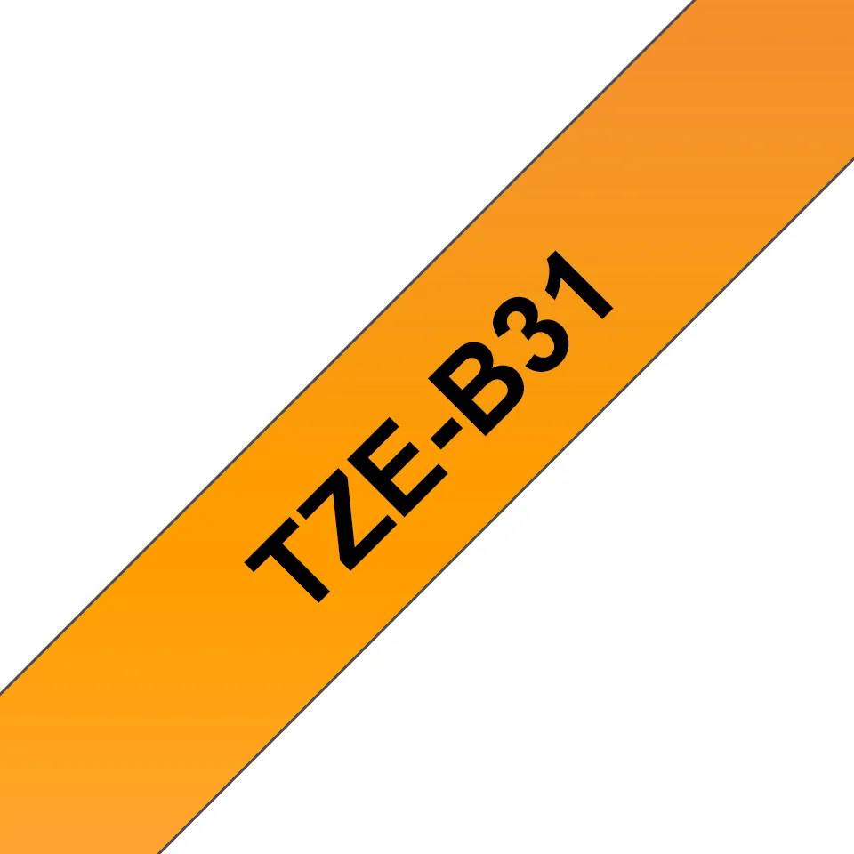 Brother TZE-B31 Etiketten erstellendes Band Schwarz auf leuchtend Orange – Bild 1
