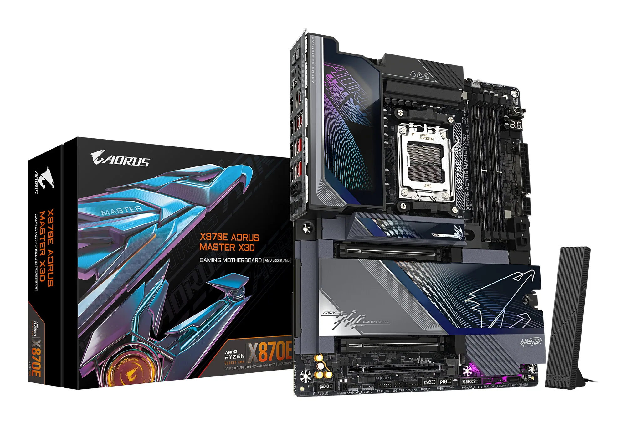 GIGABYTE X870E AORUS MASTER X3D Mainboard - Unterstützt AMD Ryzen 9000 CPUs, digitales 18+2+2-Phasen-VRM, bis zu 9000MHz DDR5 (O.C.), 2xPCIe 5.0 + 3xPCIe 4.0, Wi-Fi 7, 10GbE LAN, USB 4 – Bild 1