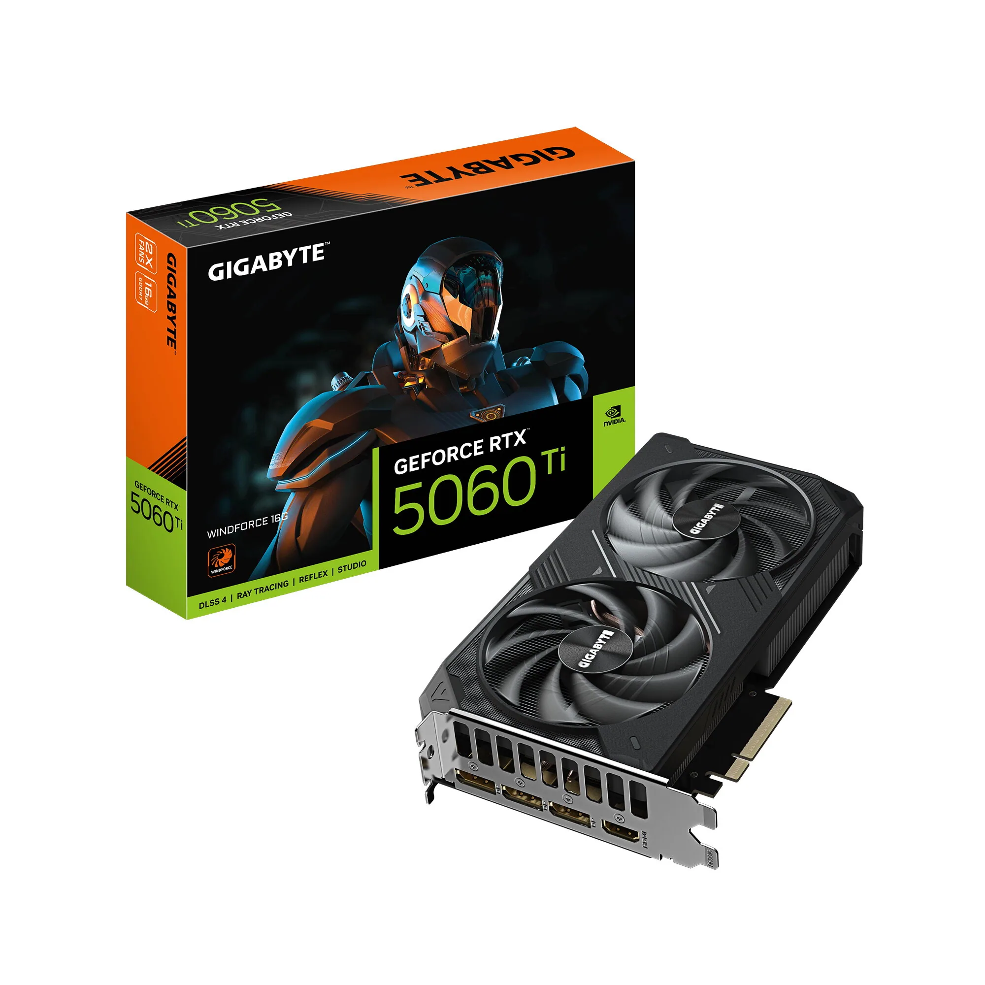 GIGABYTE GeForce RTX 5060 Ti WINDFORCE 16G Grafikkarte – 16 GB GDDR7, 128 Bit, PCI-E 5.0, 2572 MHz Kernfrequenz, 3 x DisplayPort, 1 x HDMI, GV-N506TWF2-16GD – Bild 1