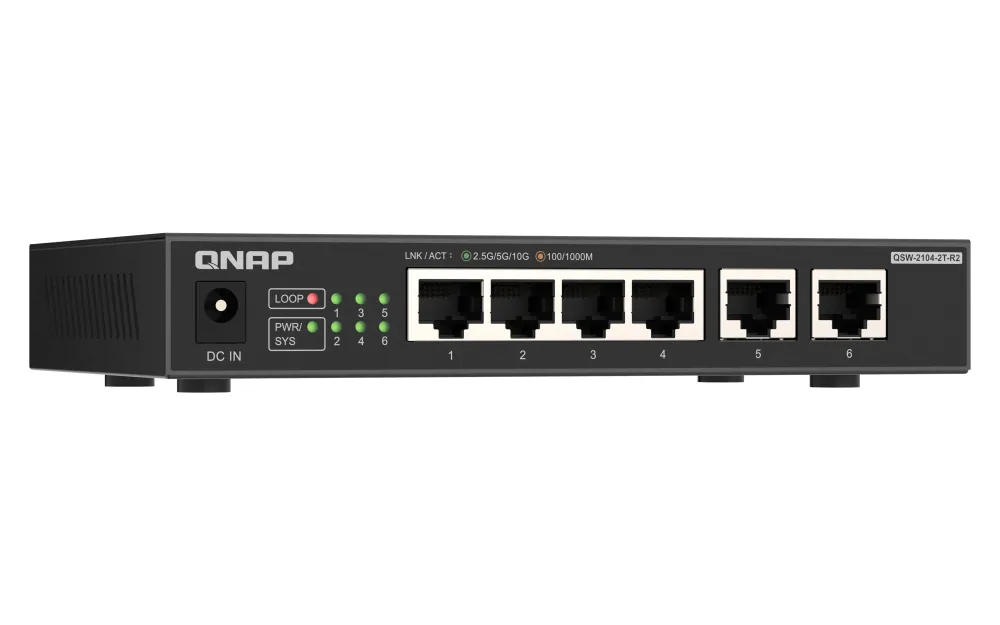 QNAP QSW-2104-2T-R2 Netzwerk-Switch Unmanaged 10G Ethernet (100/1000/10000) Desktop Schwarz – Bild 3