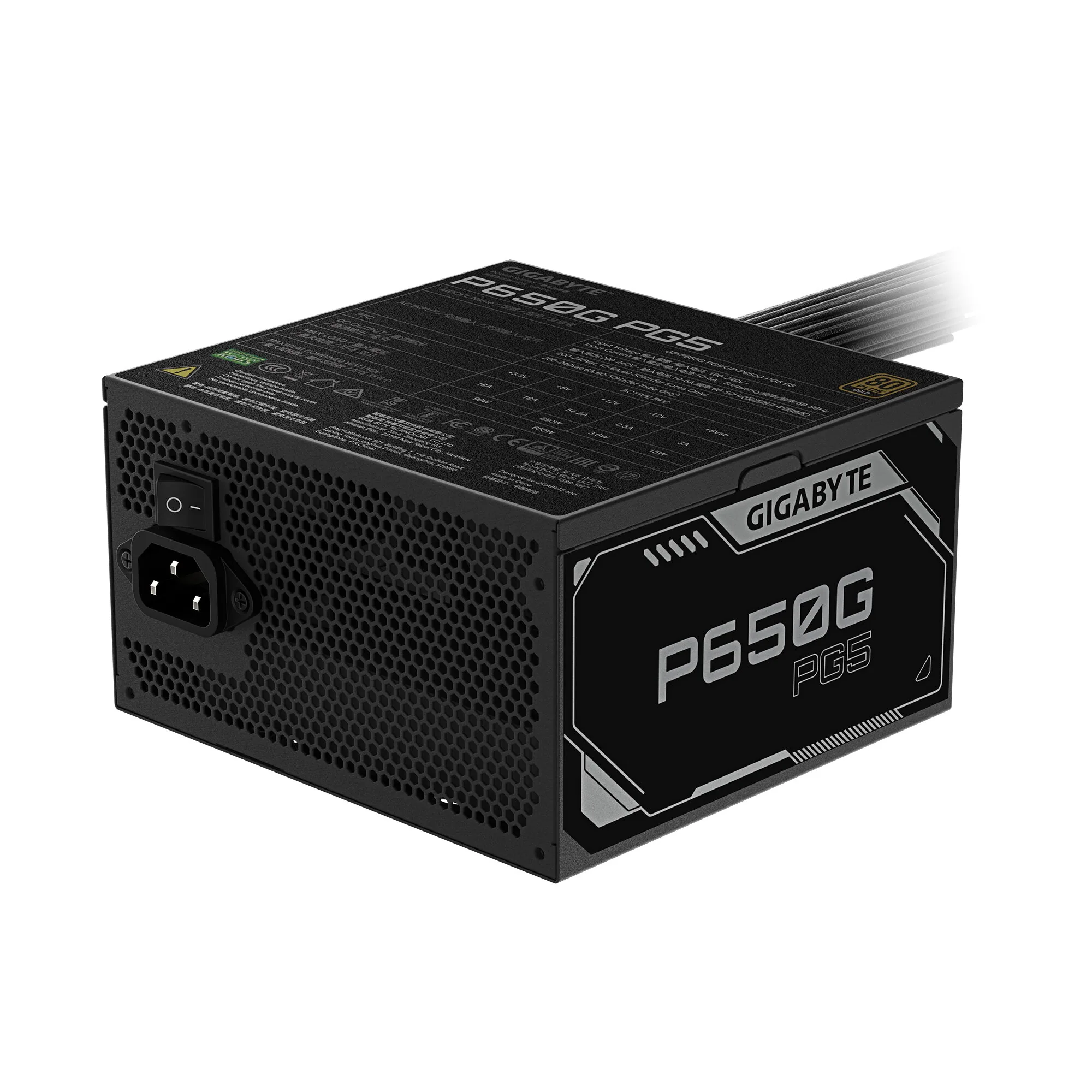 GIGABYTE P650G PCIE 5.1 Netzteil – PCIe 5.1, 80 PLUS Gold, 120mm Lüfter, kompatibel mit ATX 3.1, EU-Stecker – Bild 3