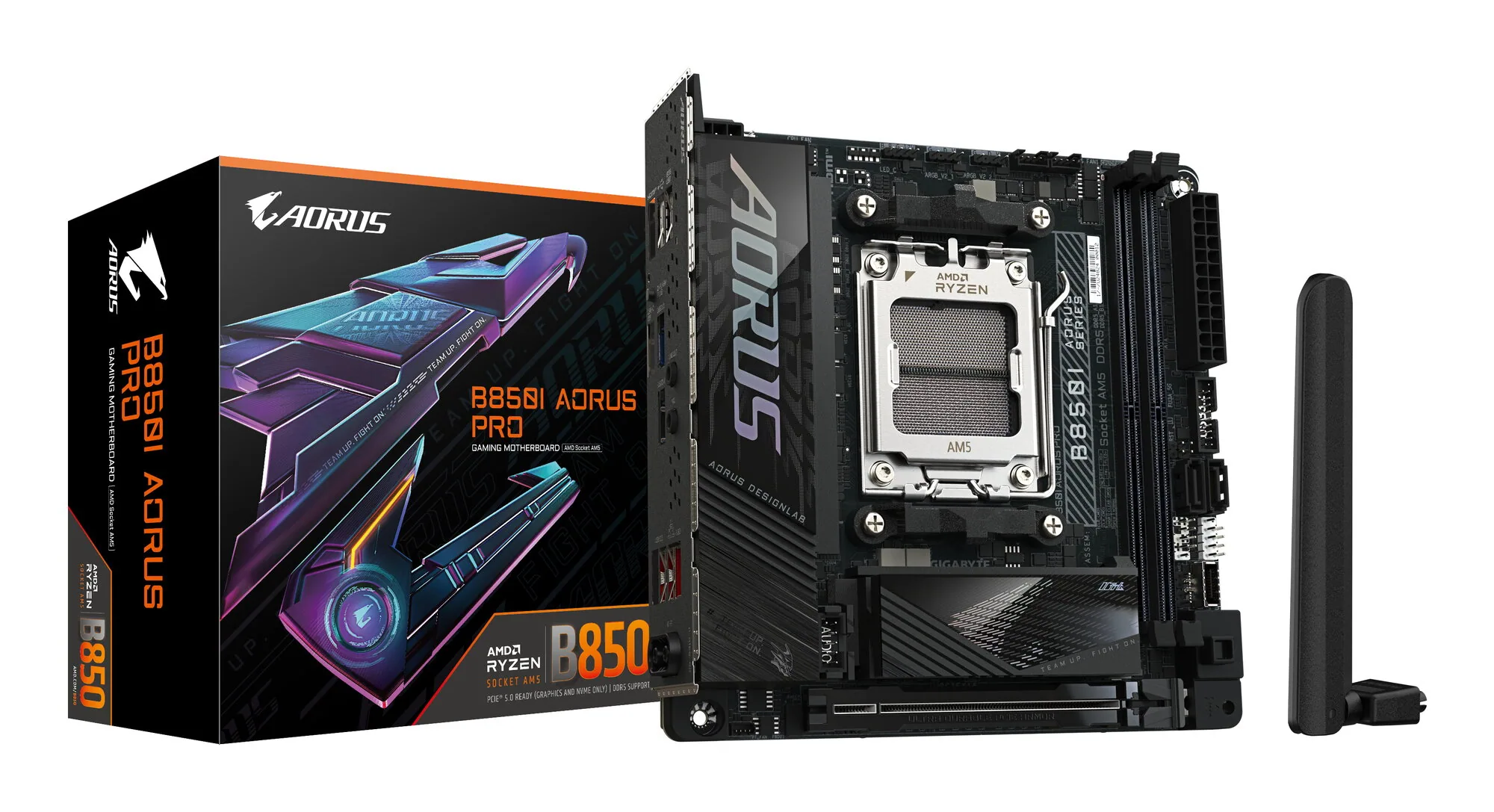 GIGABYTE B850I AORUS PRO Motherboard - Unterstützt AMD Ryzen 9000 Serie CPUs, 8+2+1 Phasen Digital-VRM, bis zu 8400MHz DDR5 (OC), 1xPCIe 5.0 + 1xPCIe 4.0 M.2, 2.5LAN, WIFI 7, USB 3.2 Gen 2 – Bild 1