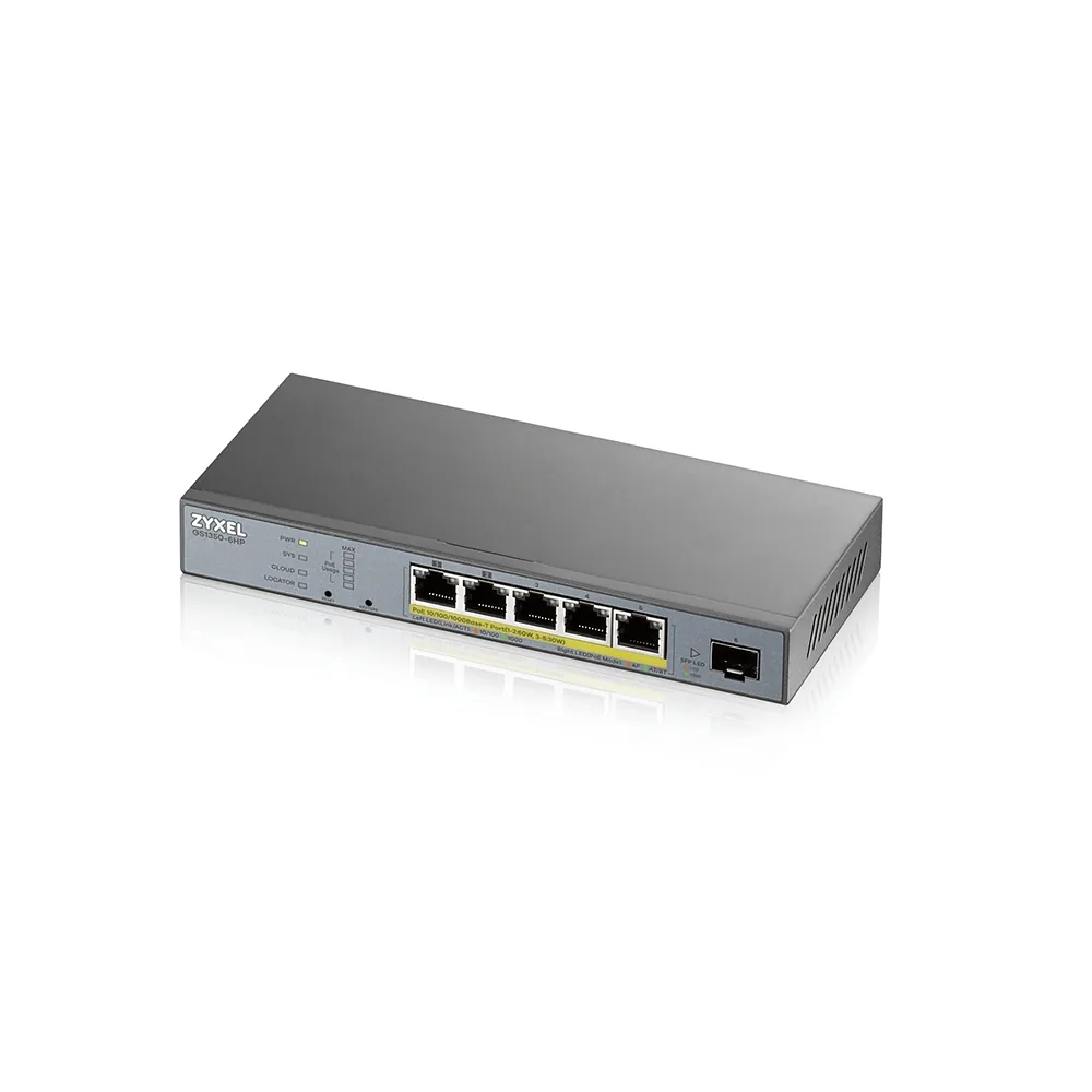 Zyxel GS1350-6HP-EU0101F Netzwerk-Switch Managed L2 Gigabit Ethernet (10/100/1000) Power over Ethernet (PoE) Grau – Bild 1